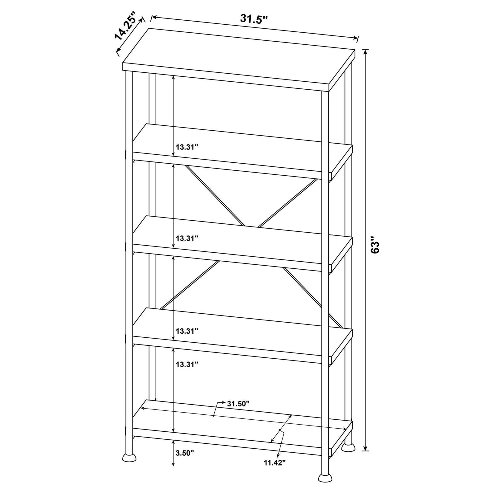 Analiese Gray Driftwood 4-Shelf Bookcase - Image 9