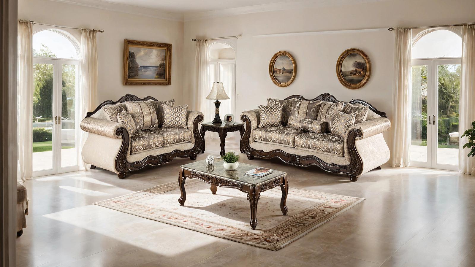 Andalusia Light Brown/Dark Cherry Sofa - Image 2