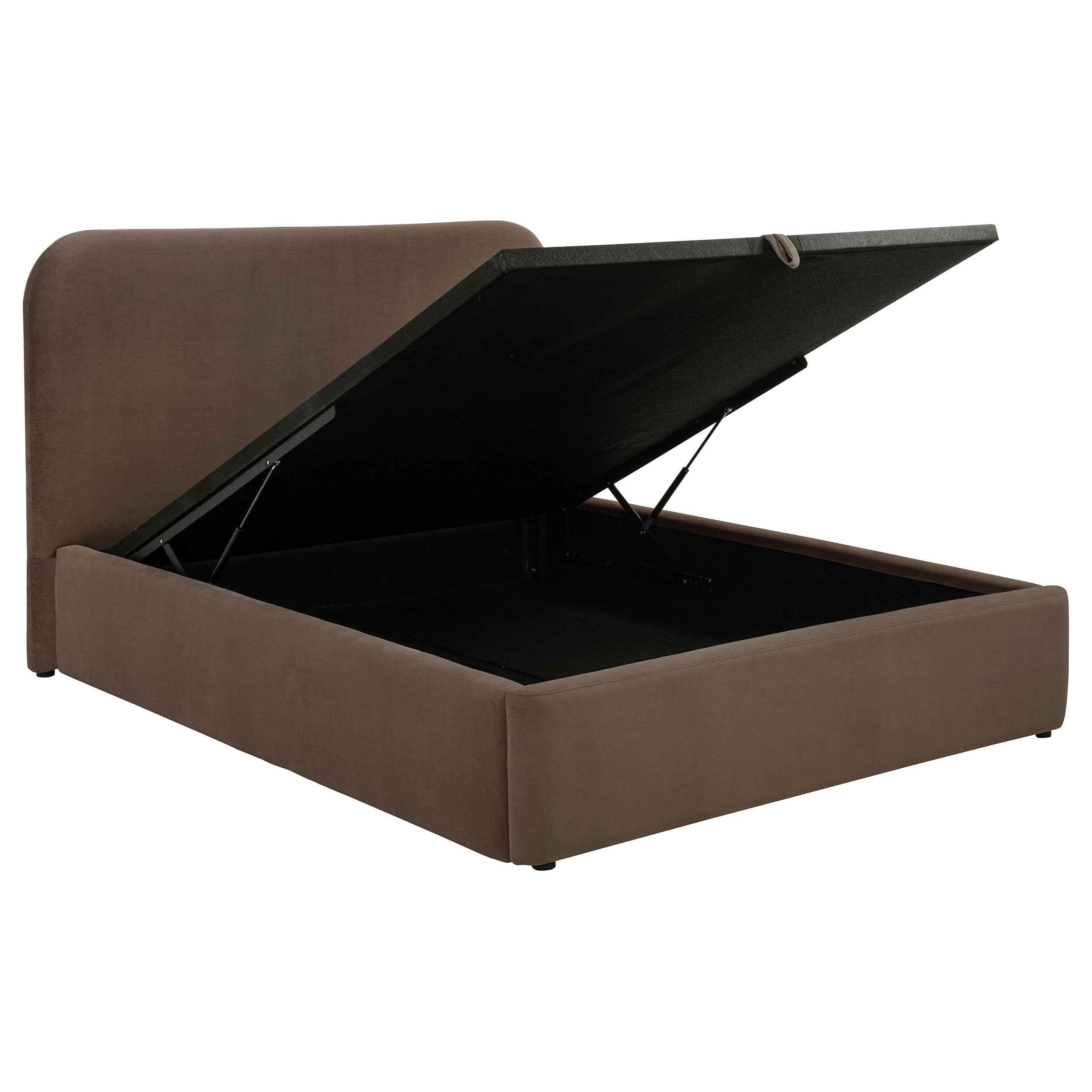 Anders Chocolate Upholstered Full Storage Lift Platform Bed - Image 2