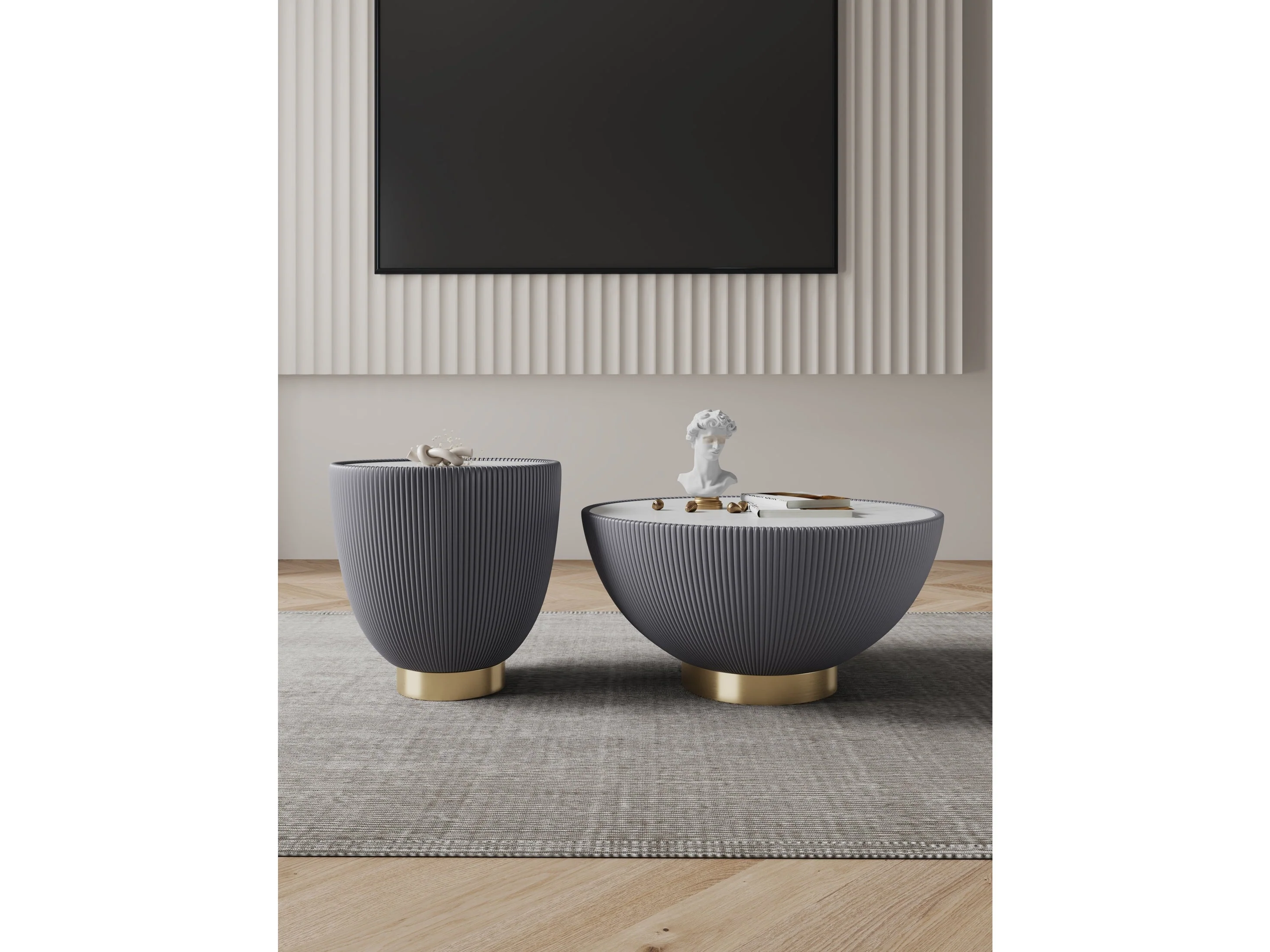 Anderson Coffee Table and End Table 2.0 in Grey (set of 2)