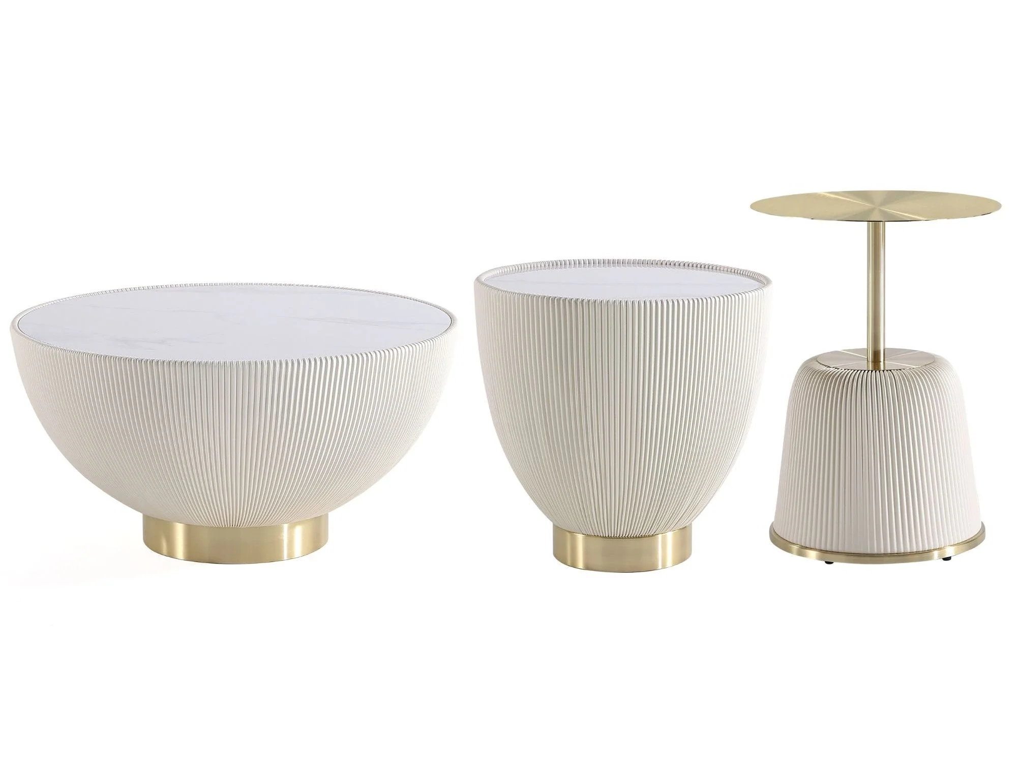 Anderson Coffee Table, End Table 1.0 and End Table 2.0 in Cream (set of 3)