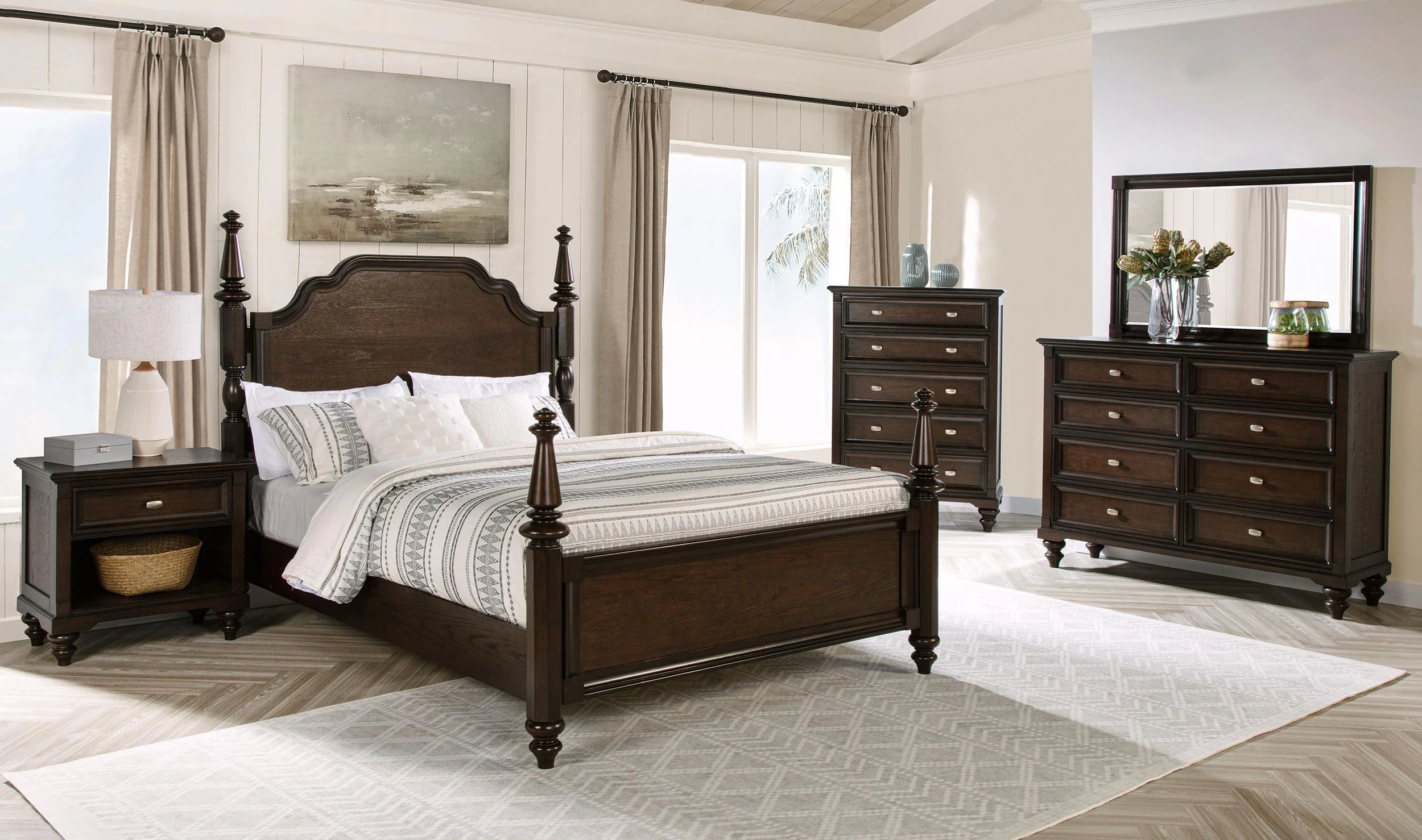 Andover Dark Oak Four Poster Eastern King Bed - Image 10