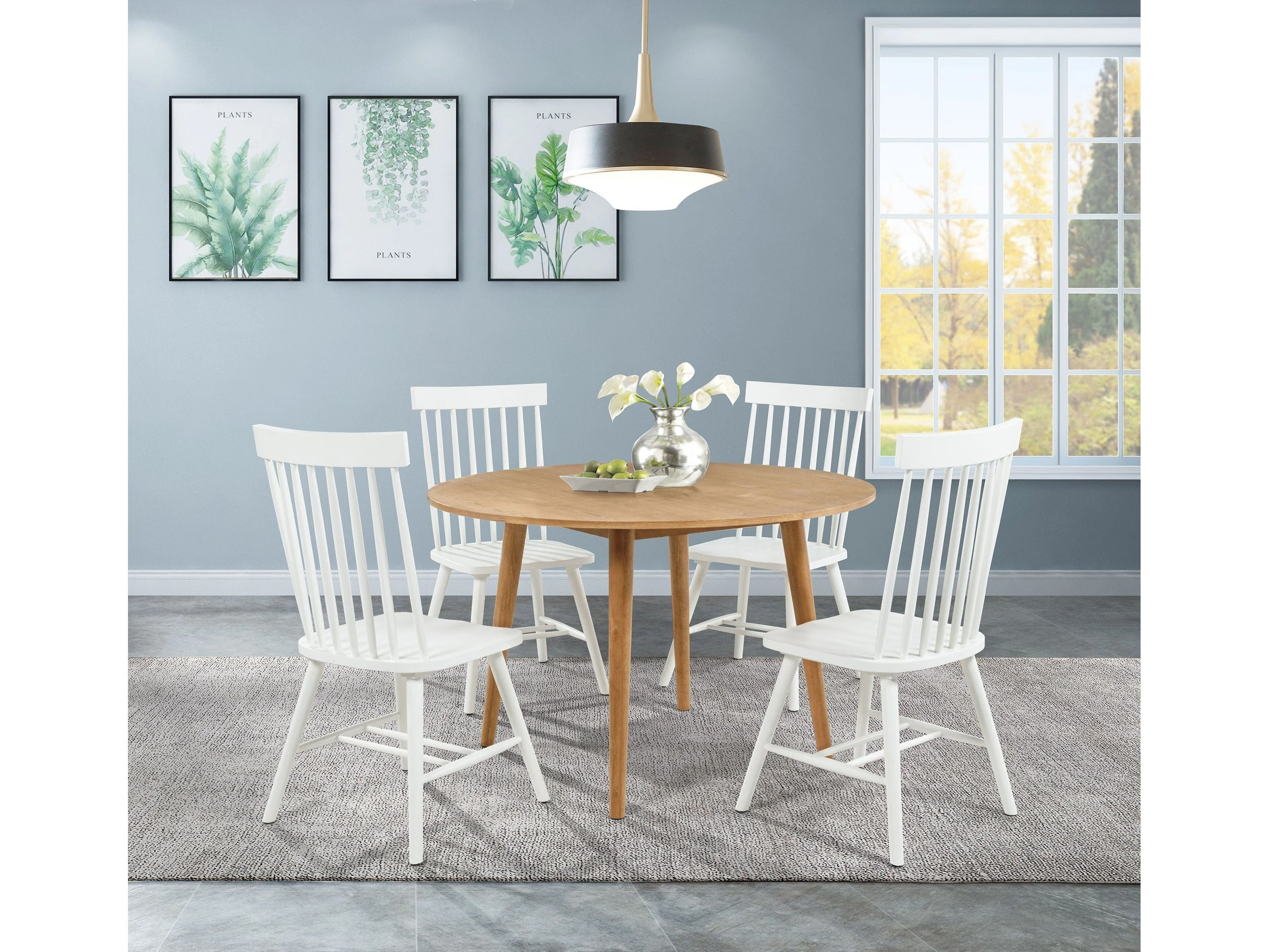 Andrews White/Light Ash 5-piece Round Dining Table Set