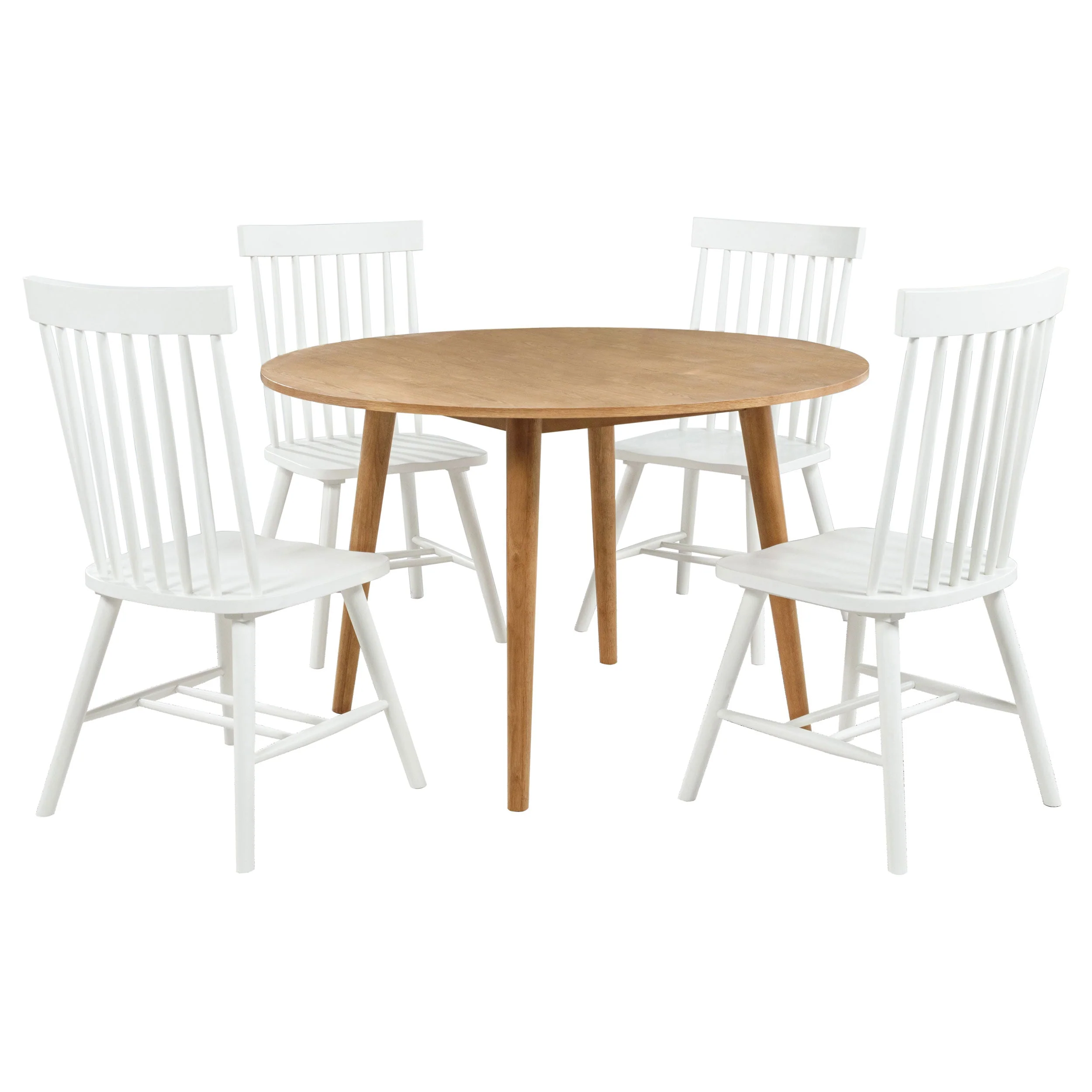 Andrews White/Light Ash 5-piece Round Dining Table Set - Image 2