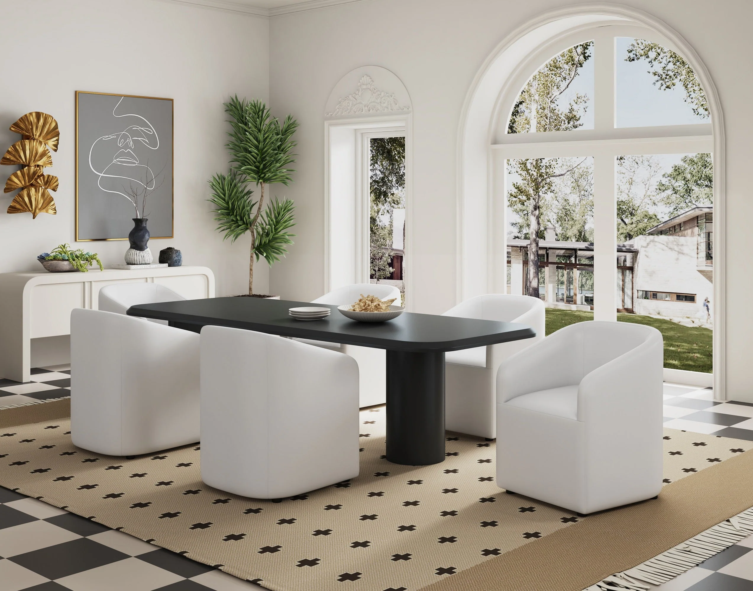 Anna Round Faux Leather Dining Armchair in Cream - Image 2