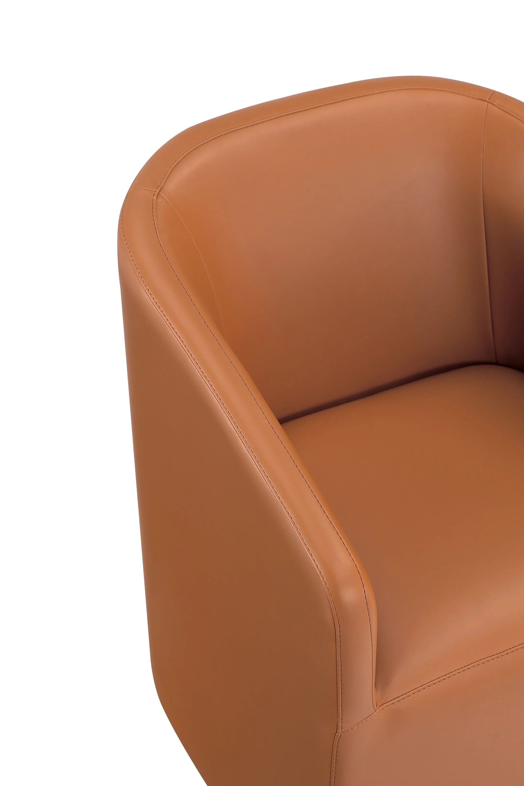 Anna Round Faux Leather Dining Armchair in Saddle - Image 9