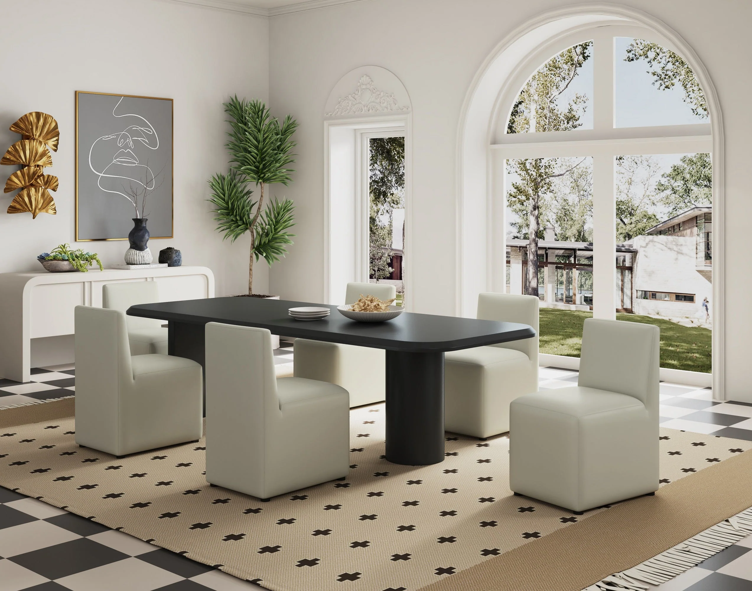 Anna Square Faux Leather Armless Dining Chair in Light Stone Grey (set of 2) - Image 2