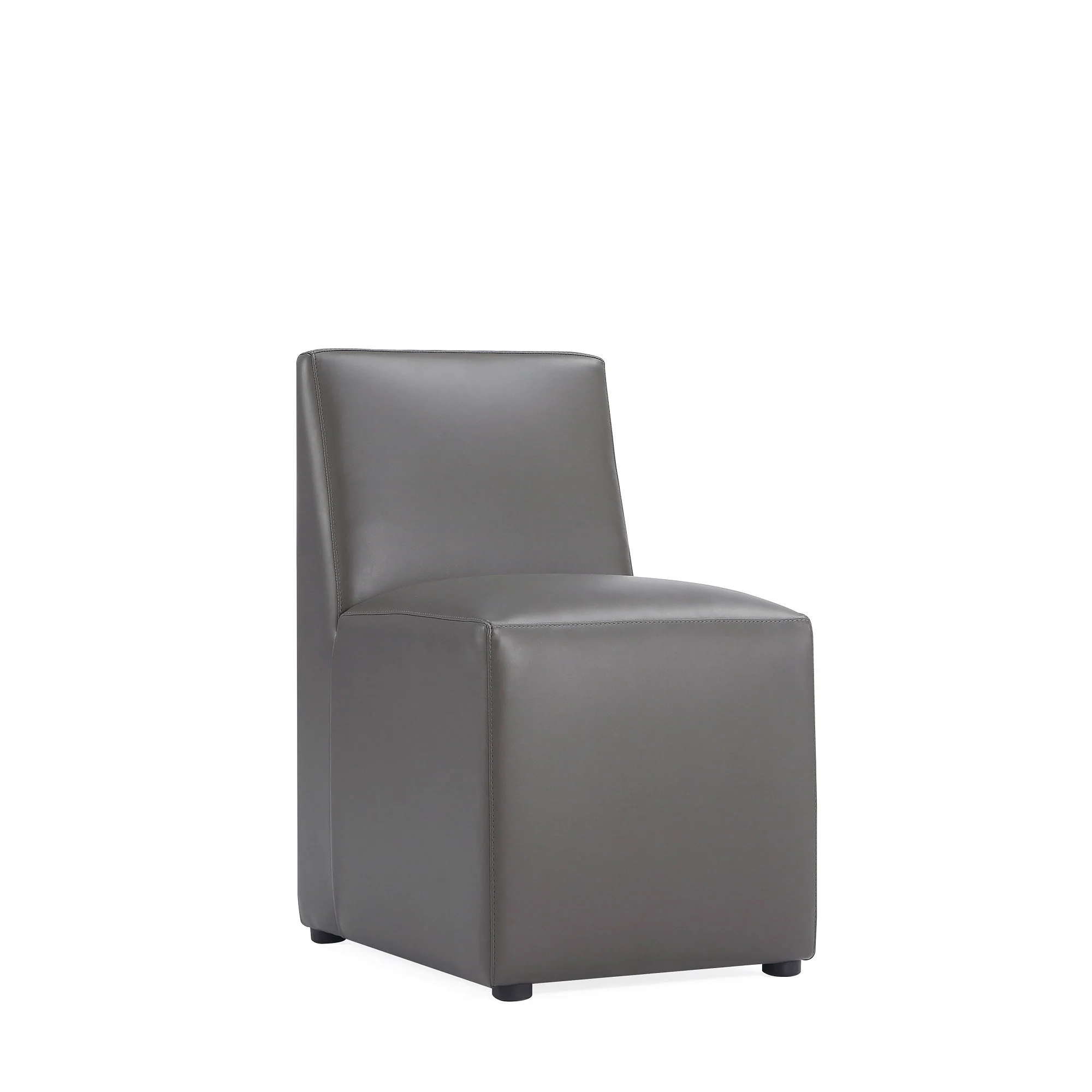Anna Square Faux Leather Armless Dining Chair in Pewter (set of 2) - Image 5
