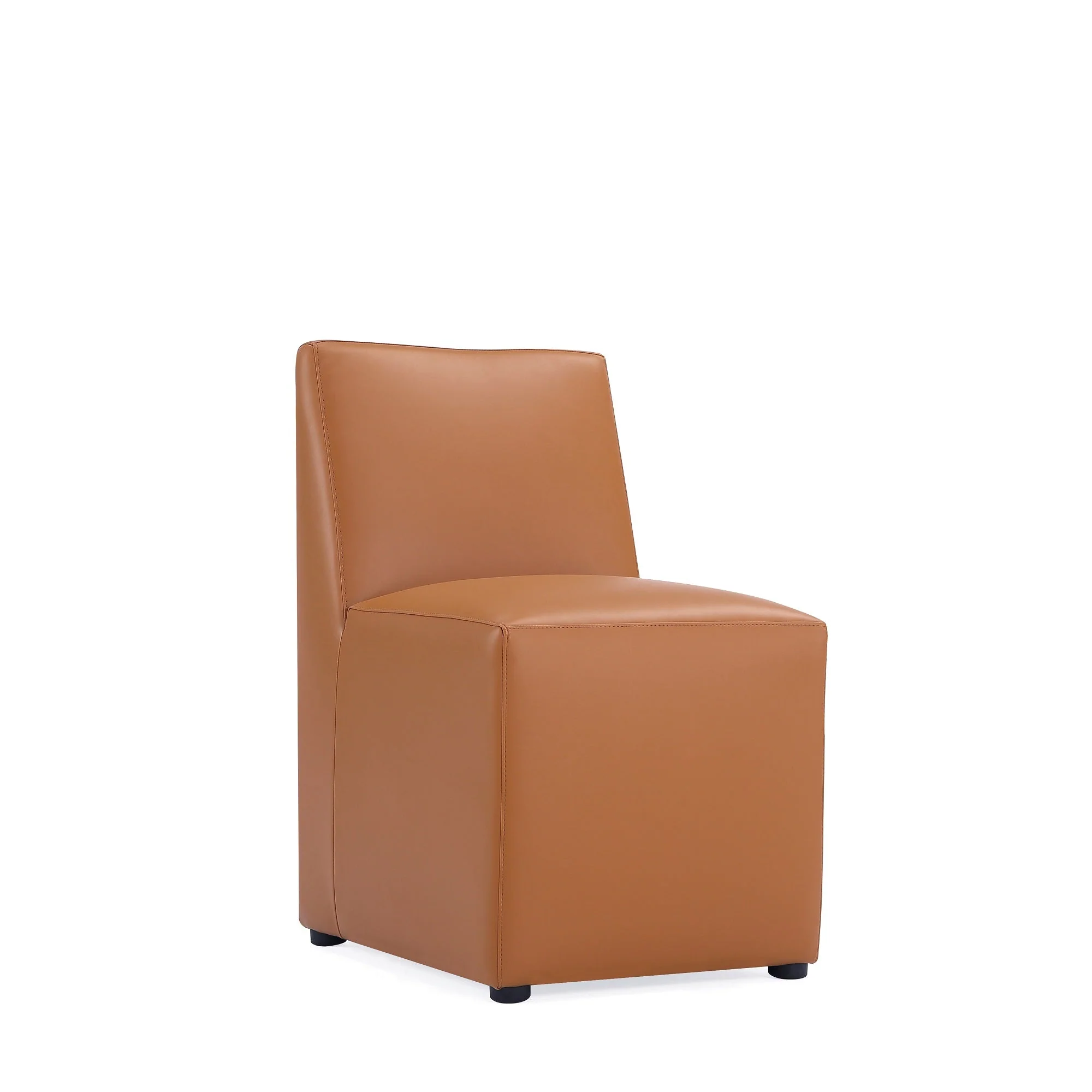 Anna Square Faux Leather Dining Chair in Saddle - Image 4