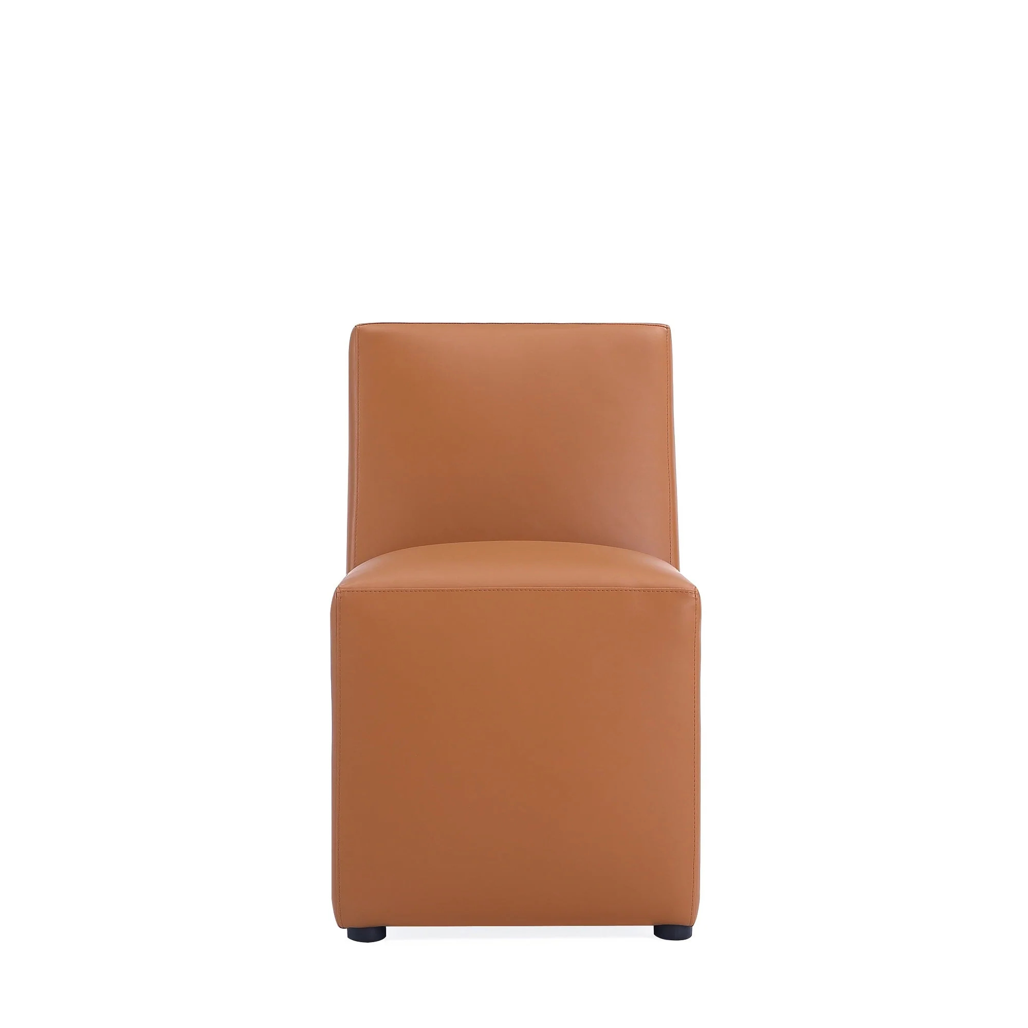 Anna Square Faux Leather Dining Chair in Saddle (set of 2) - Image 4