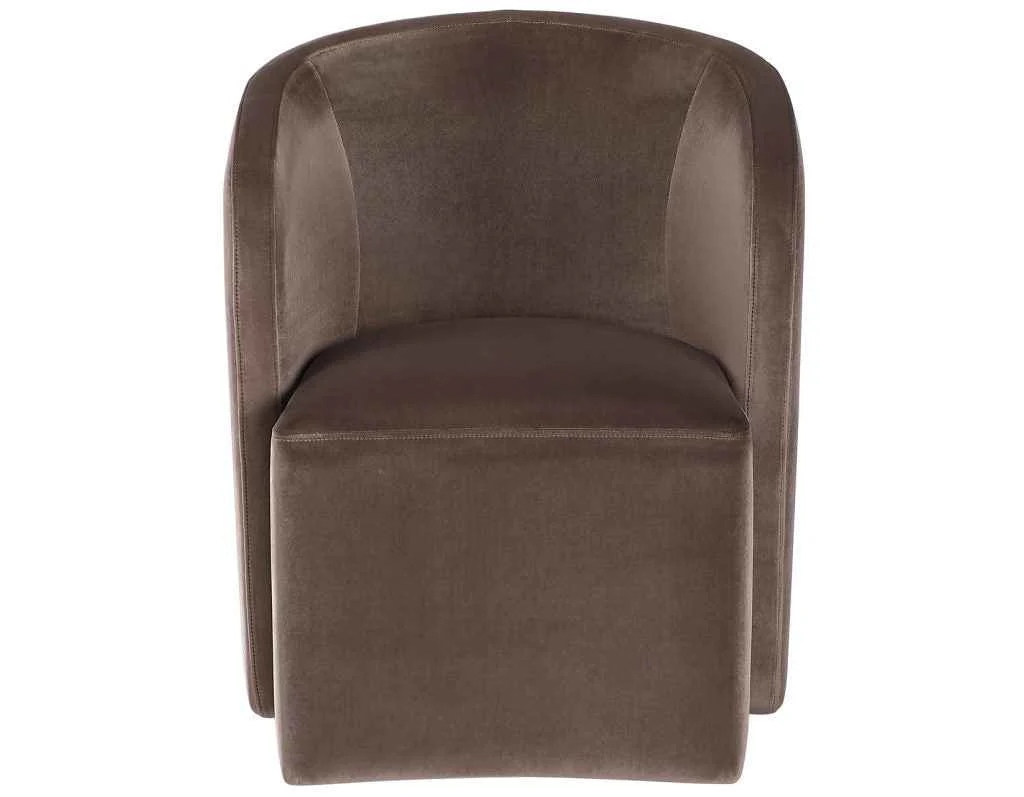 Annie Chocolate Velvet Barrel Chair w/Casters, Set of 2 - Image 3