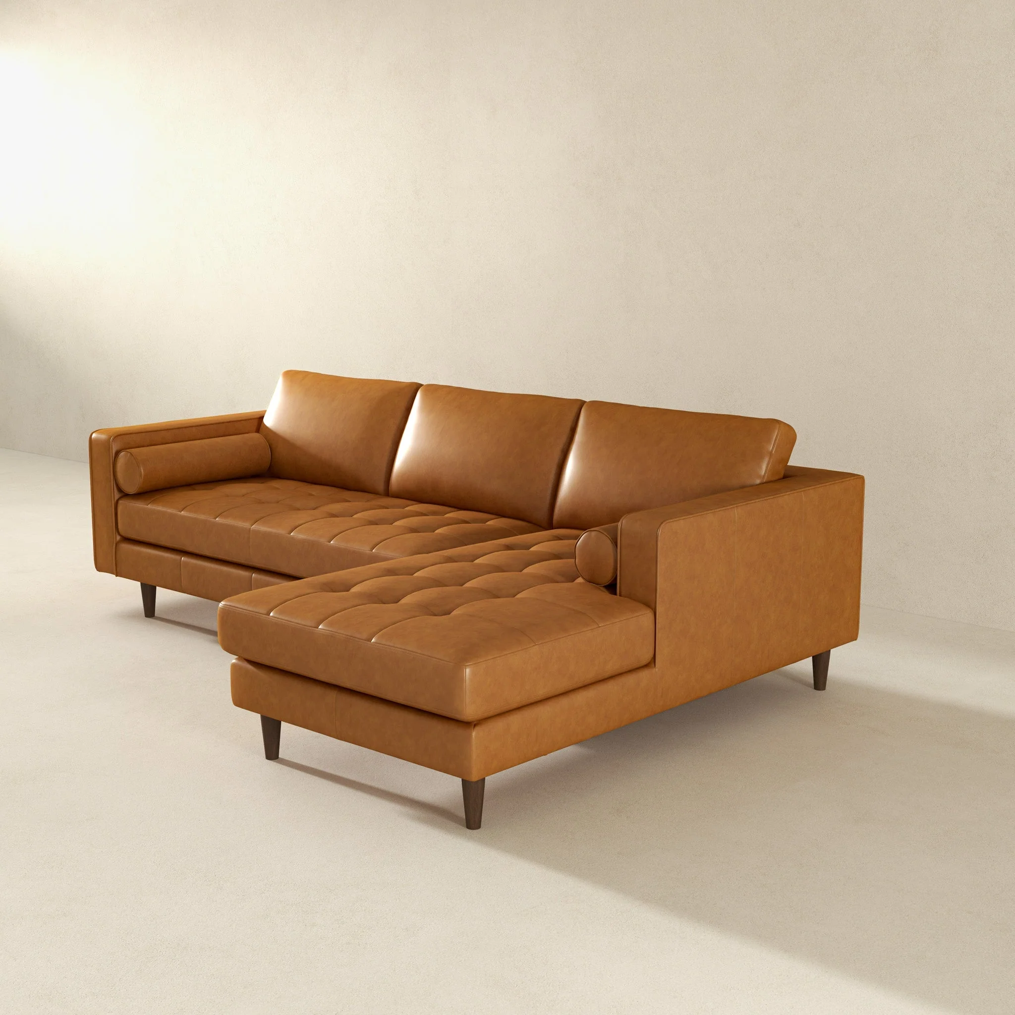 Anthony Genuine Tan Leather Right-Facing Sectional Sofa - Image 5