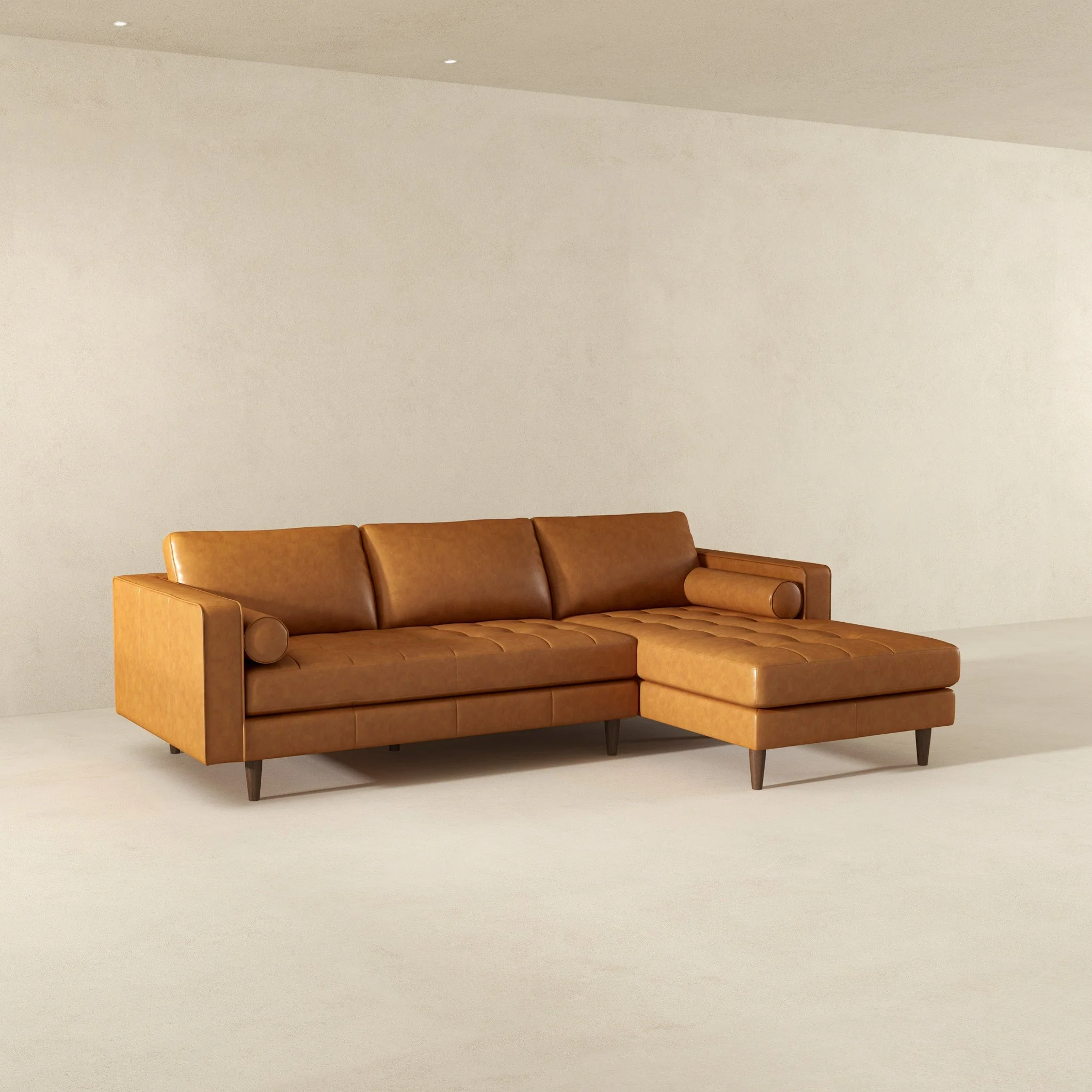 Anthony Genuine Tan Leather Right-Facing Sectional Sofa - Image 6