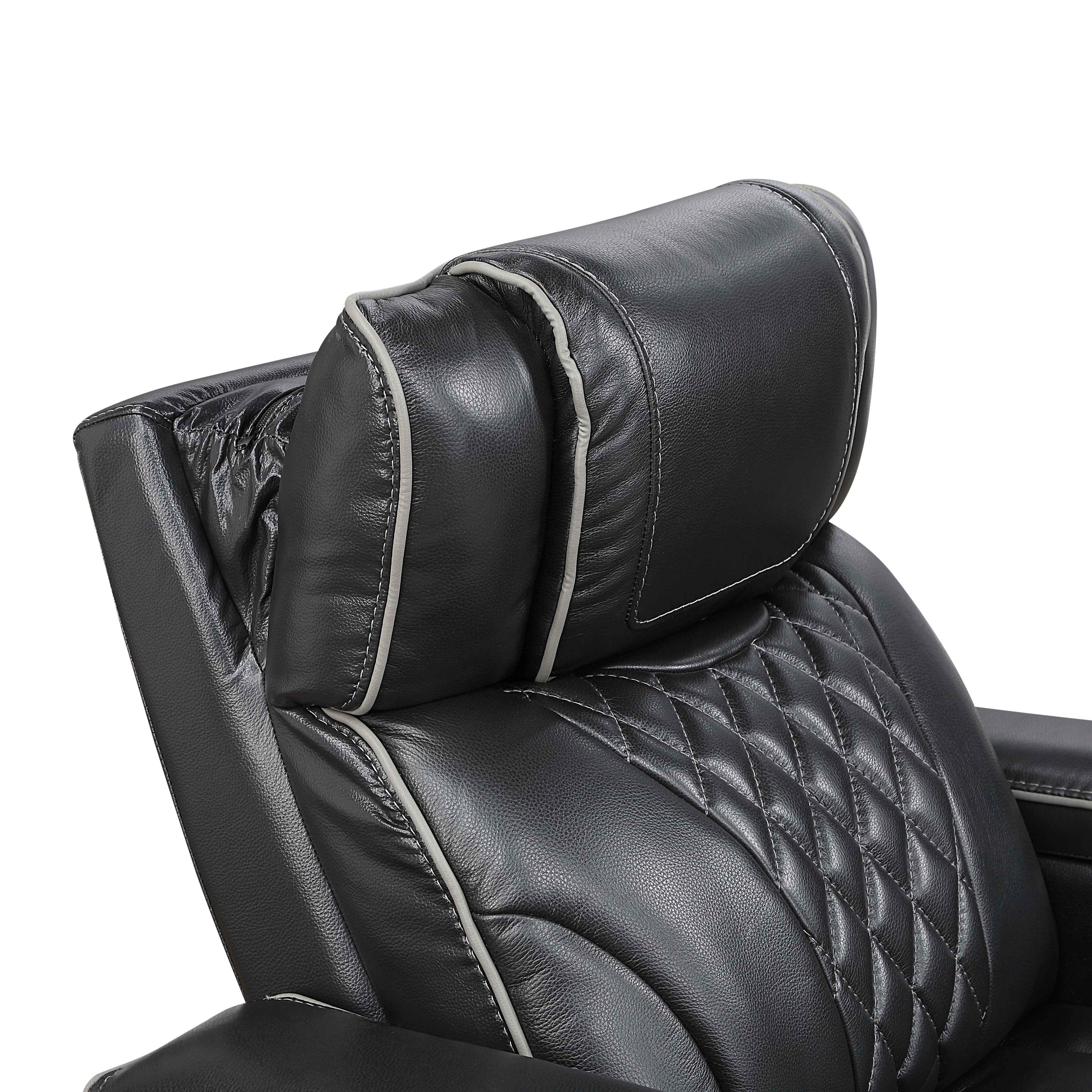 Apex Black Leather Power Double Reclining Sofa - Image 8