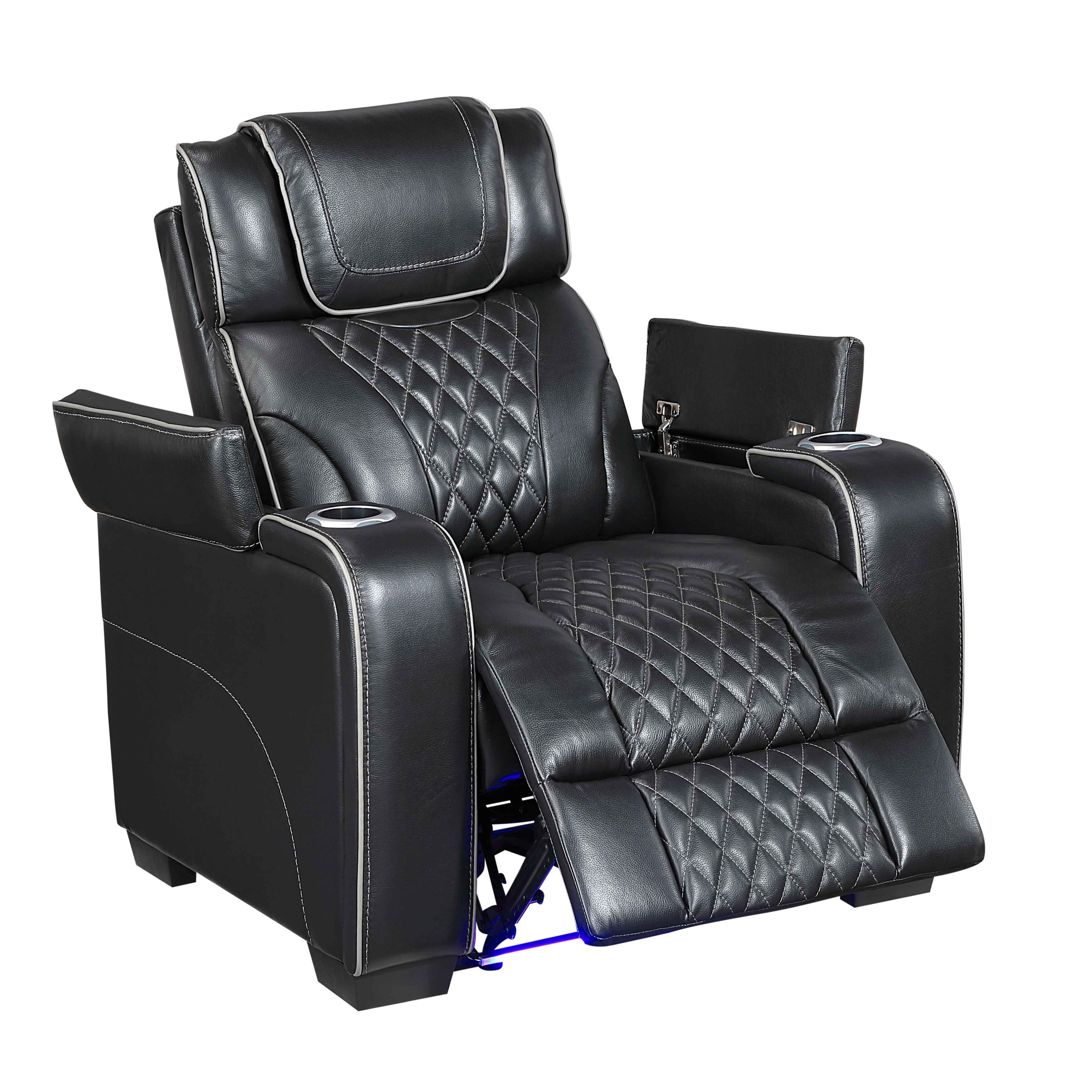 Apex Black Leather Power Reclining Living Room Set - Image 21
