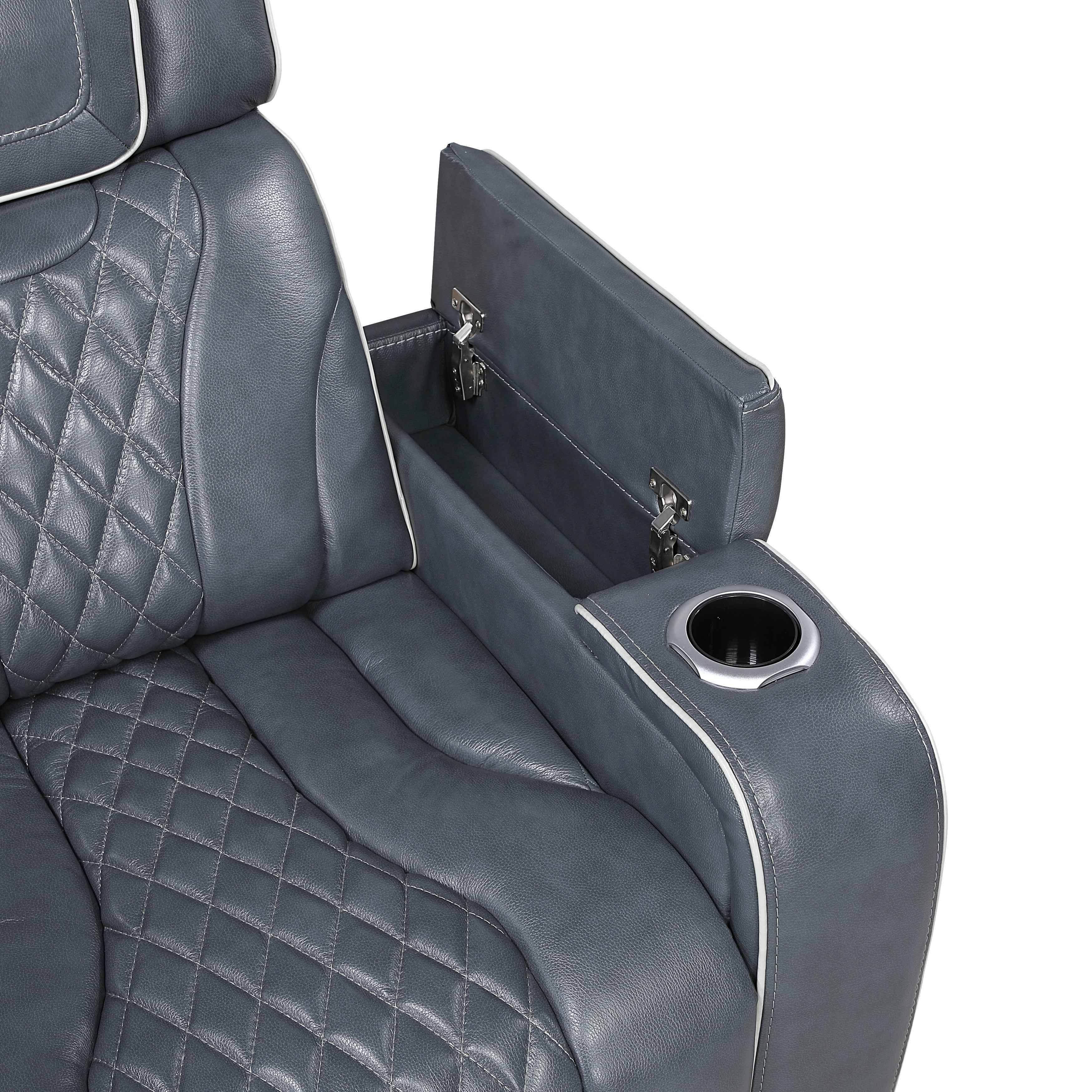 Apex Blue 3-Piece Leather Power Reclining Living Room Sets - Image 29