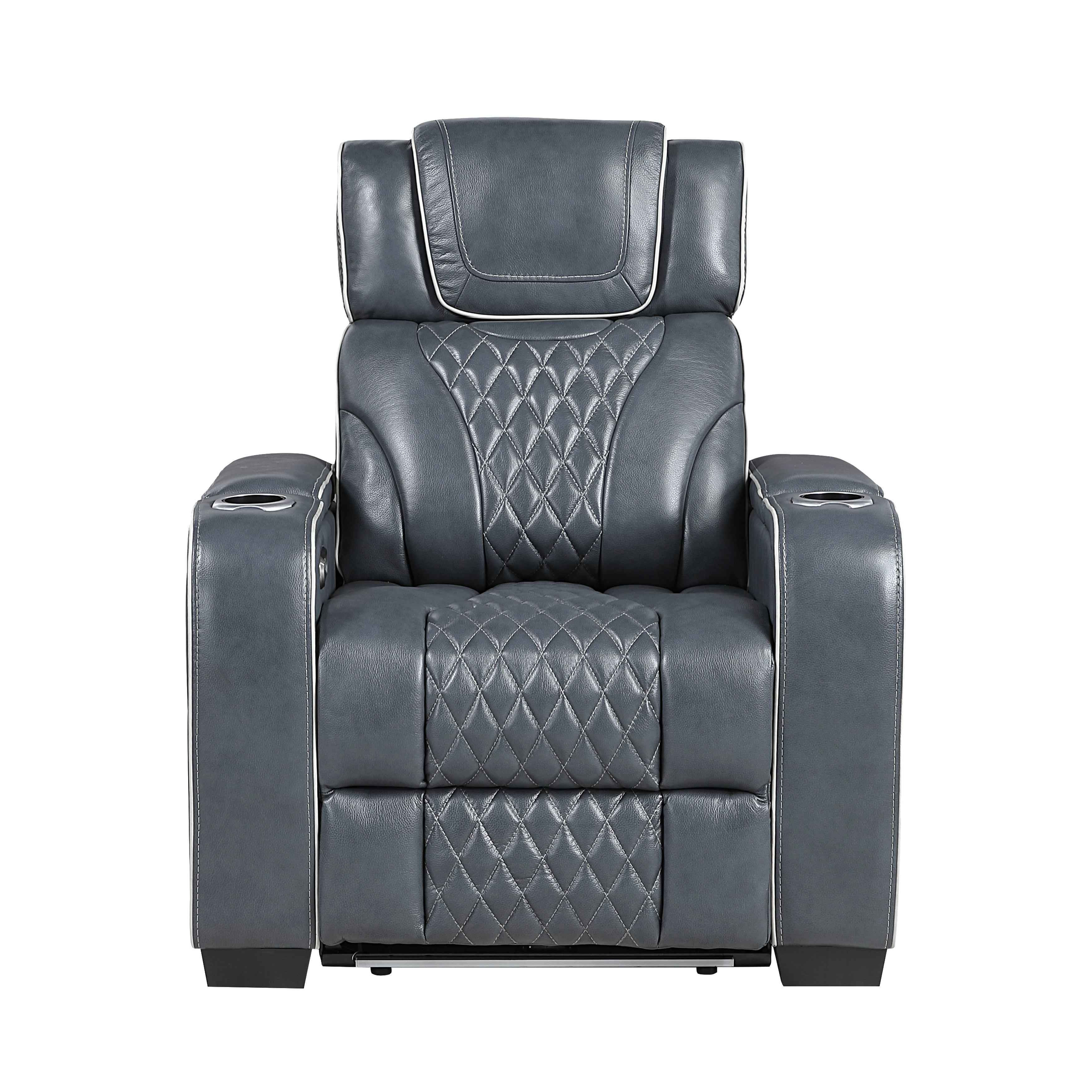 Apex Blue Leather Power Reclining Chair