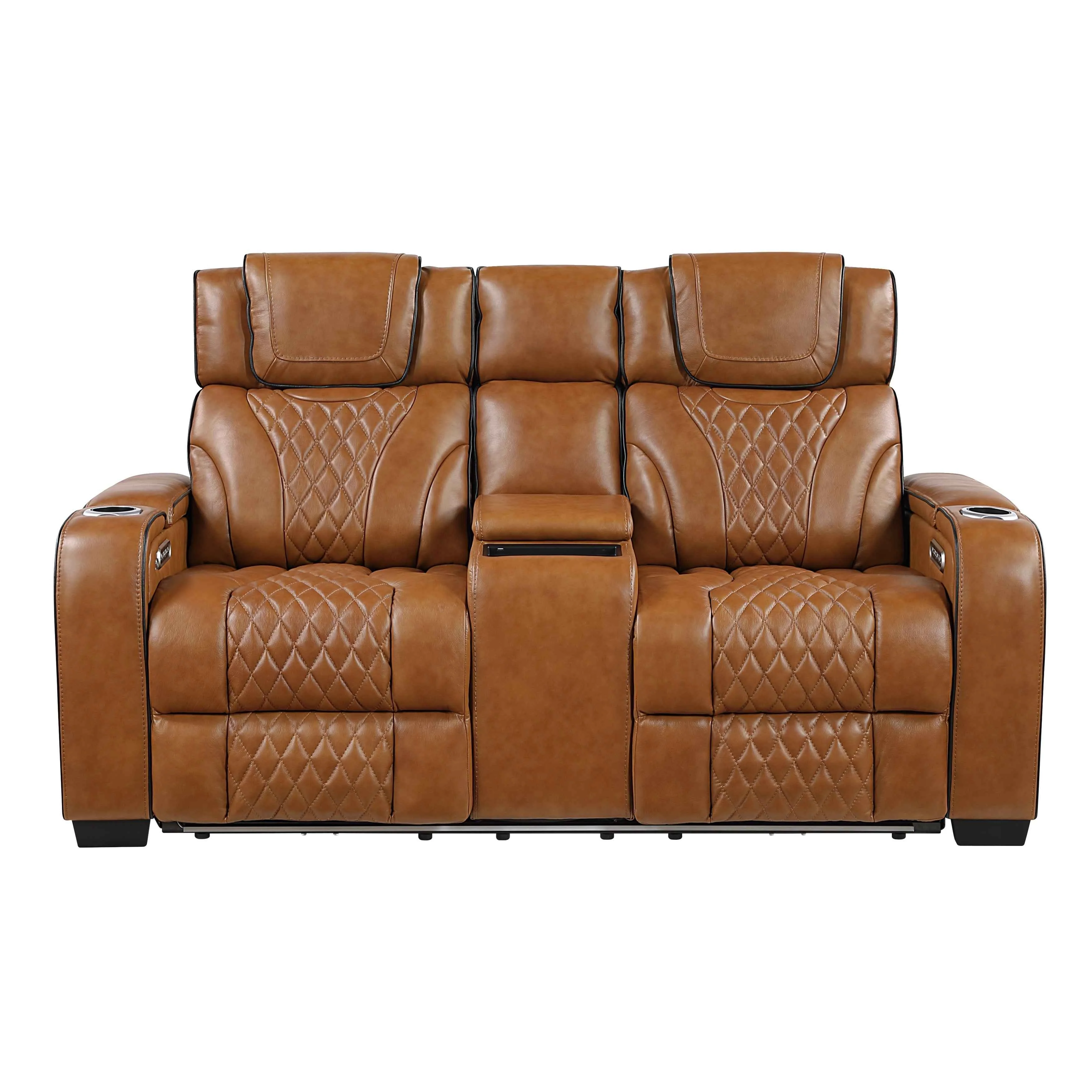 Apex Brown 3-Piece Leather Power Reclining Living Room Set - Image 8