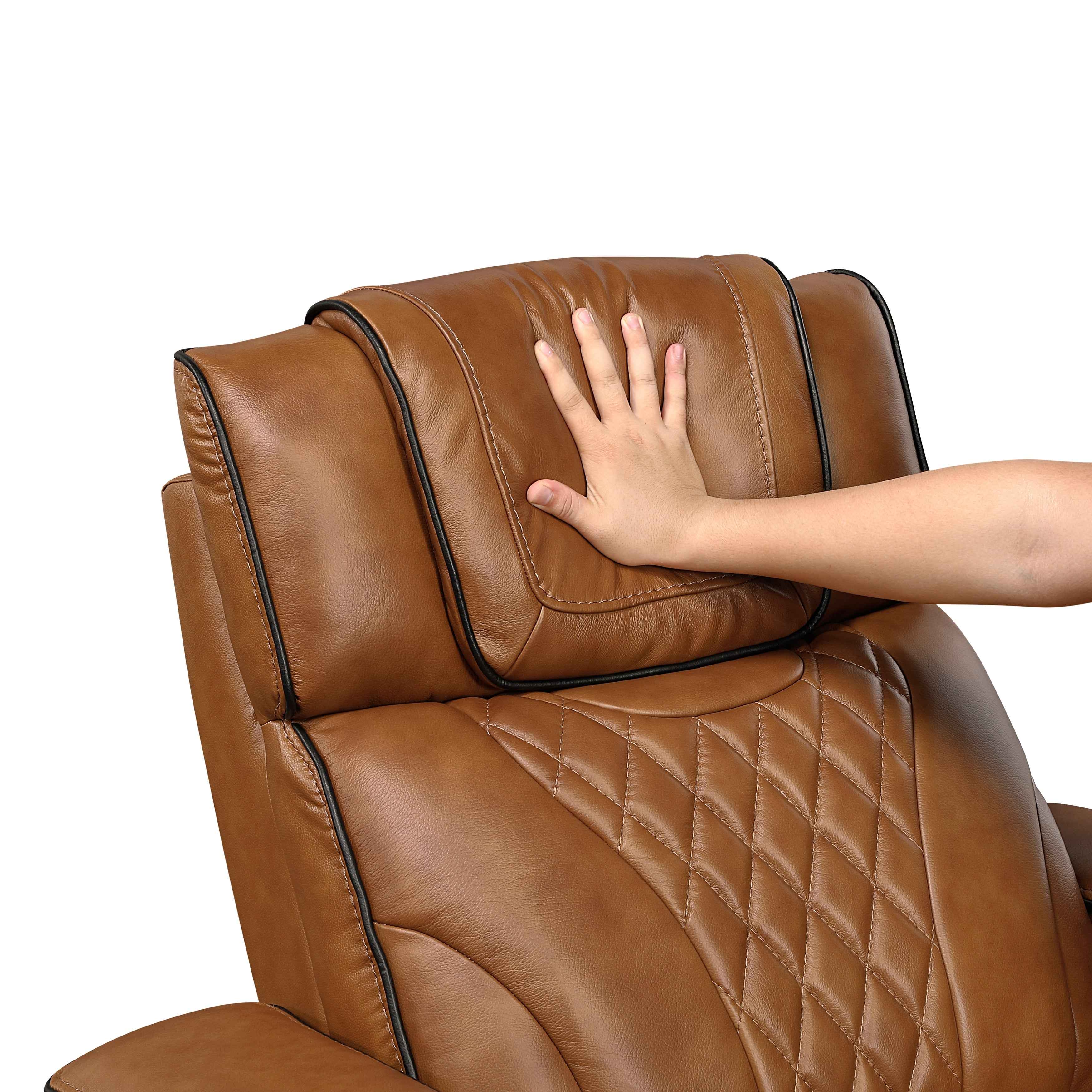 Apex Brown Leather Power Double Reclining Loveseat - Image 11