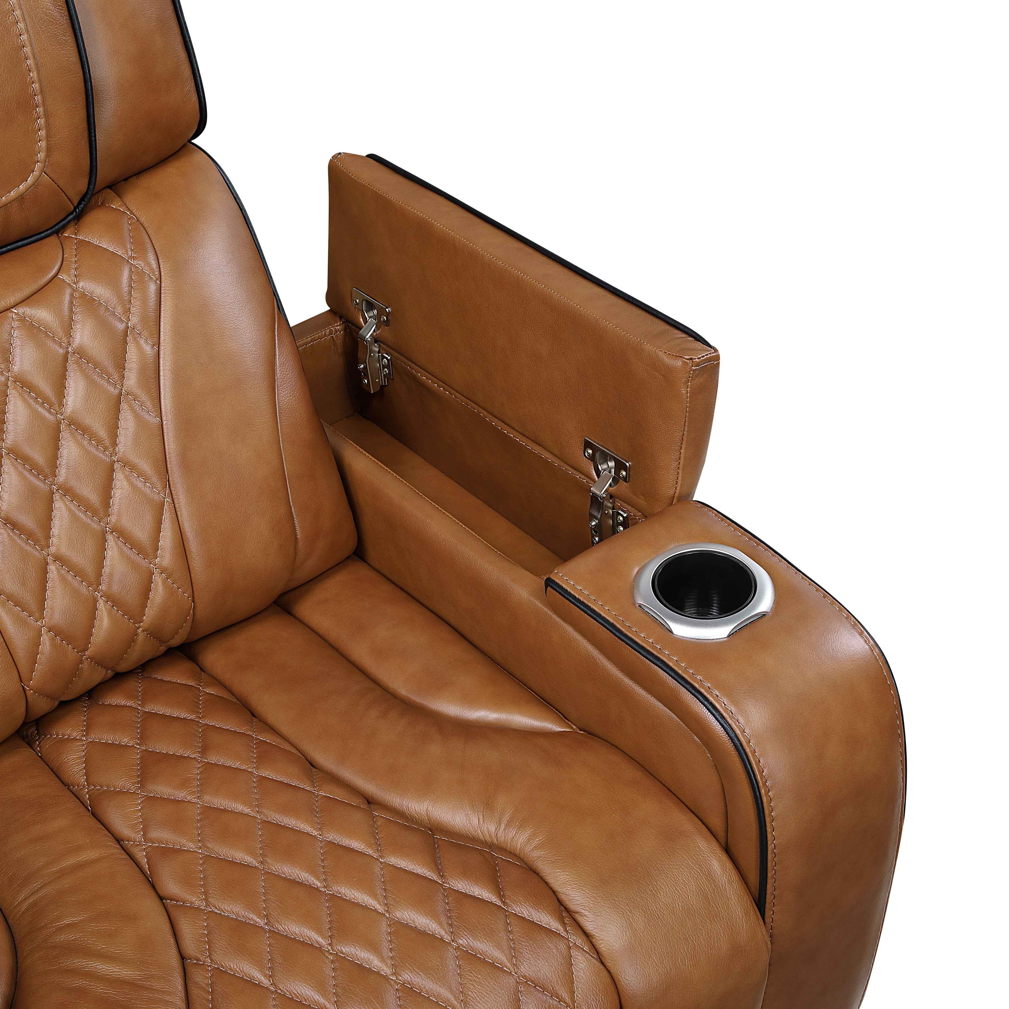 Apex Brown Leather Power Reclining Chair - Image 13