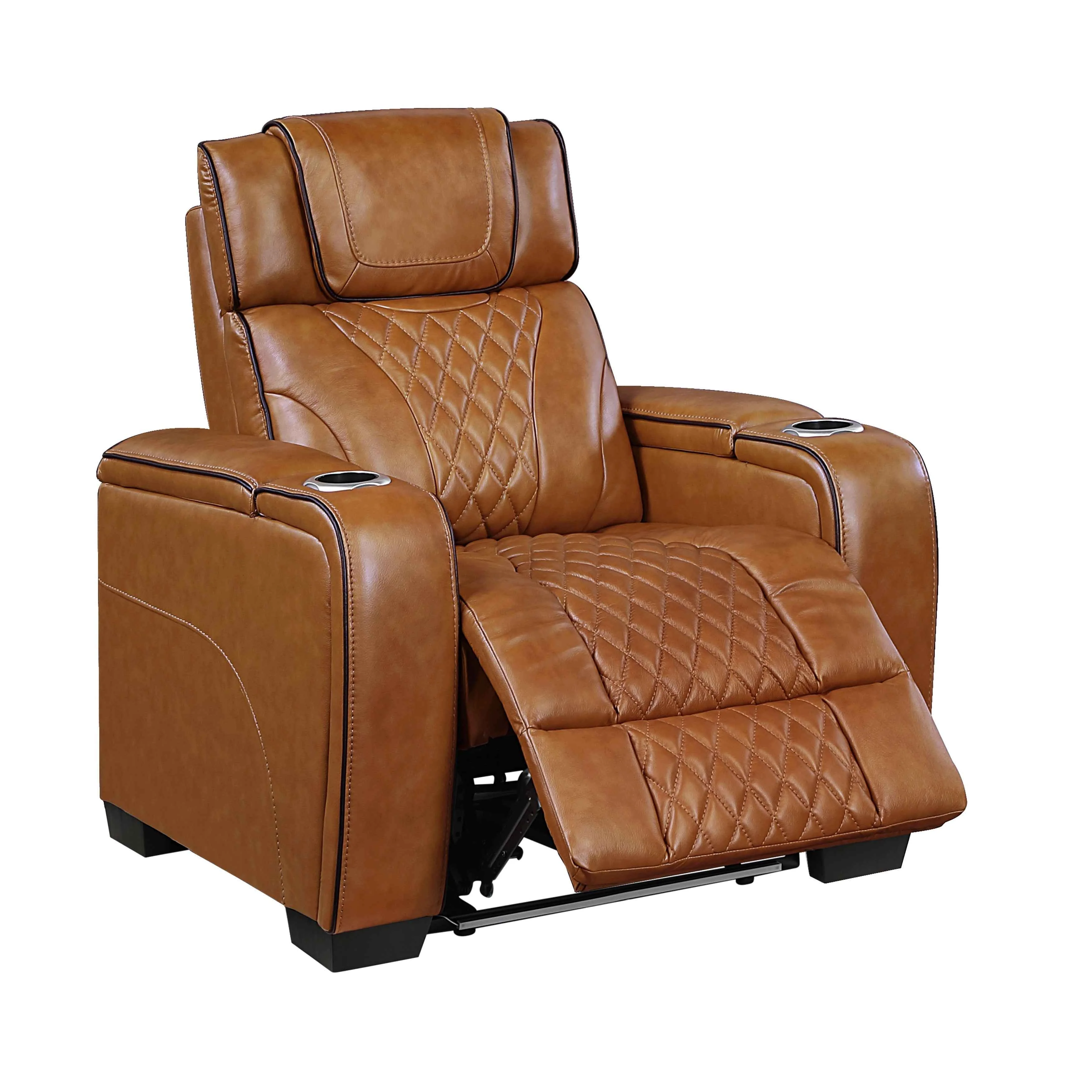 Apex Brown Leather Power Reclining Chair - Image 6
