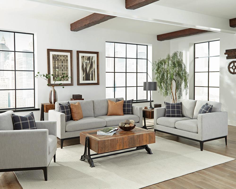 Apperson Light Gray 3-Piece Upholstered Track Arm Sofa Set