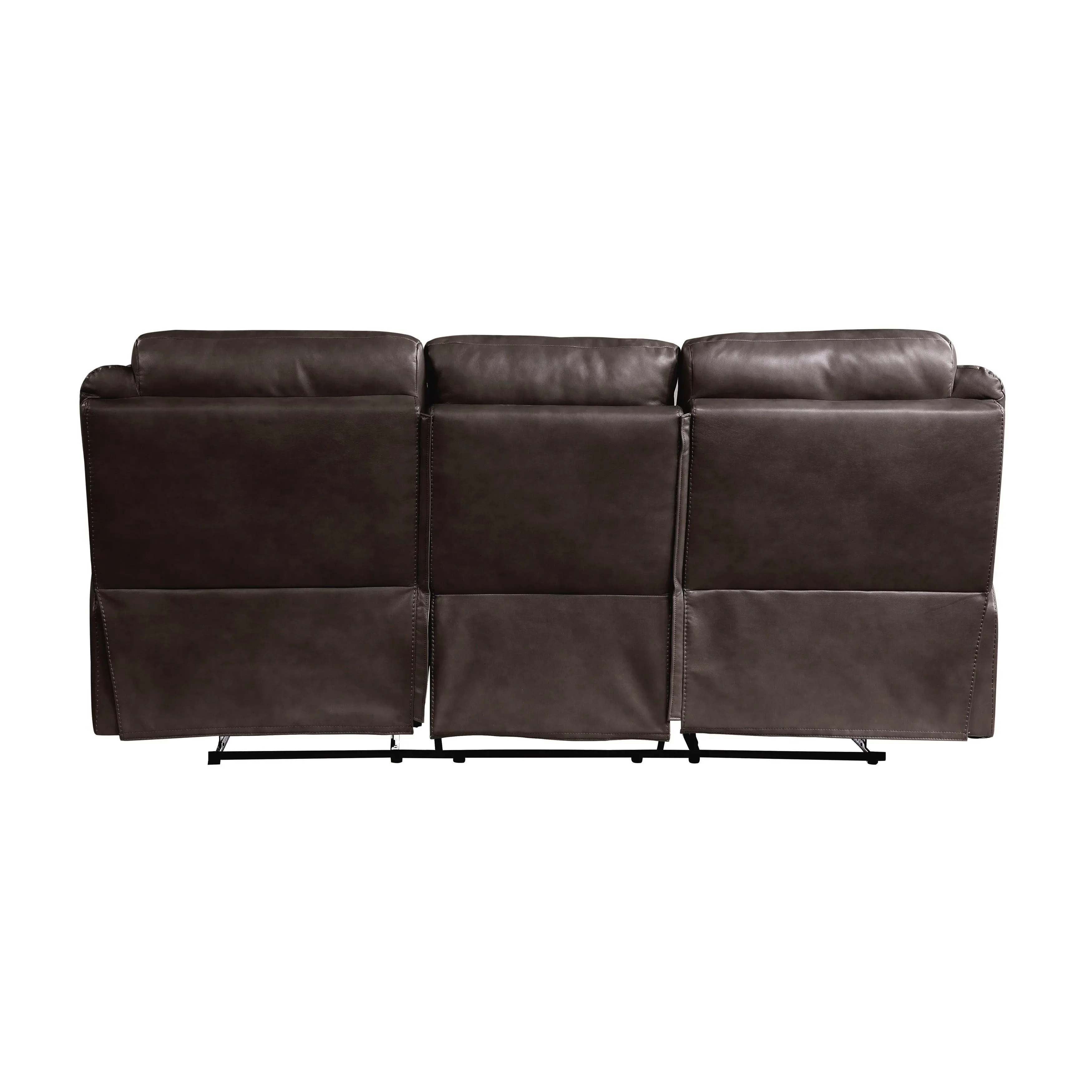 Aram Dark Brown Faux Leather Double Reclining Sofa - Image 5
