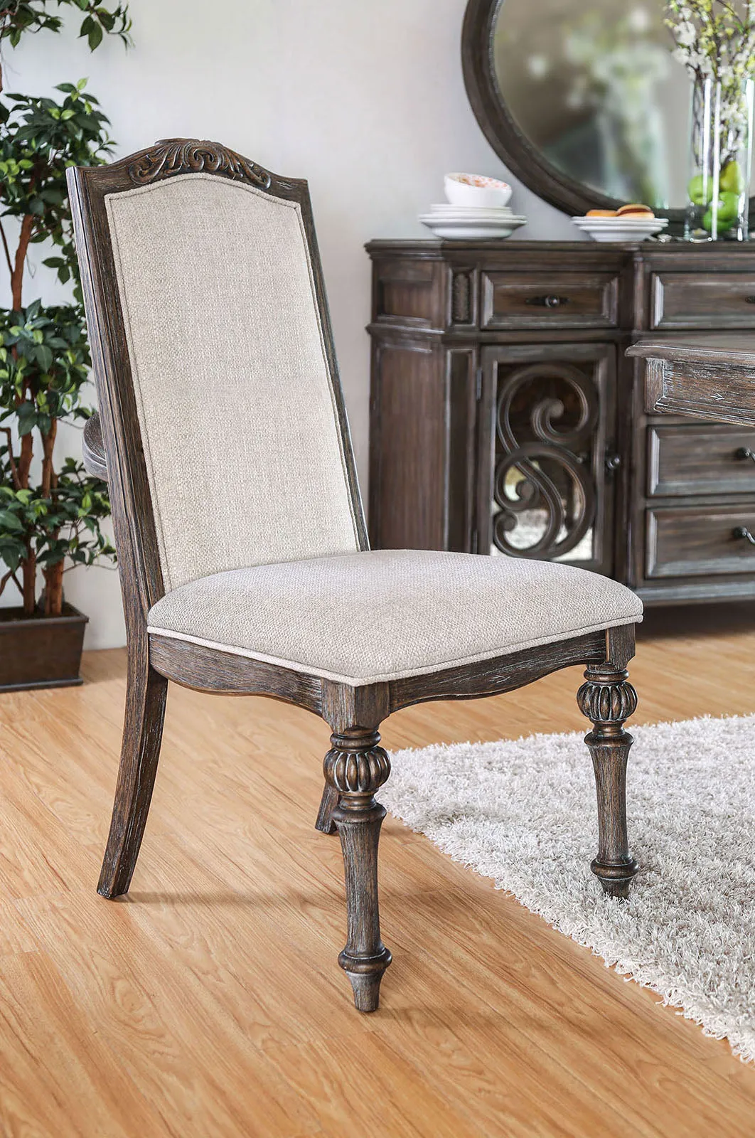 Arcadia Rustic Natural Tone/Ivory 9 Pc Extendable Dining Table Set - Image 2