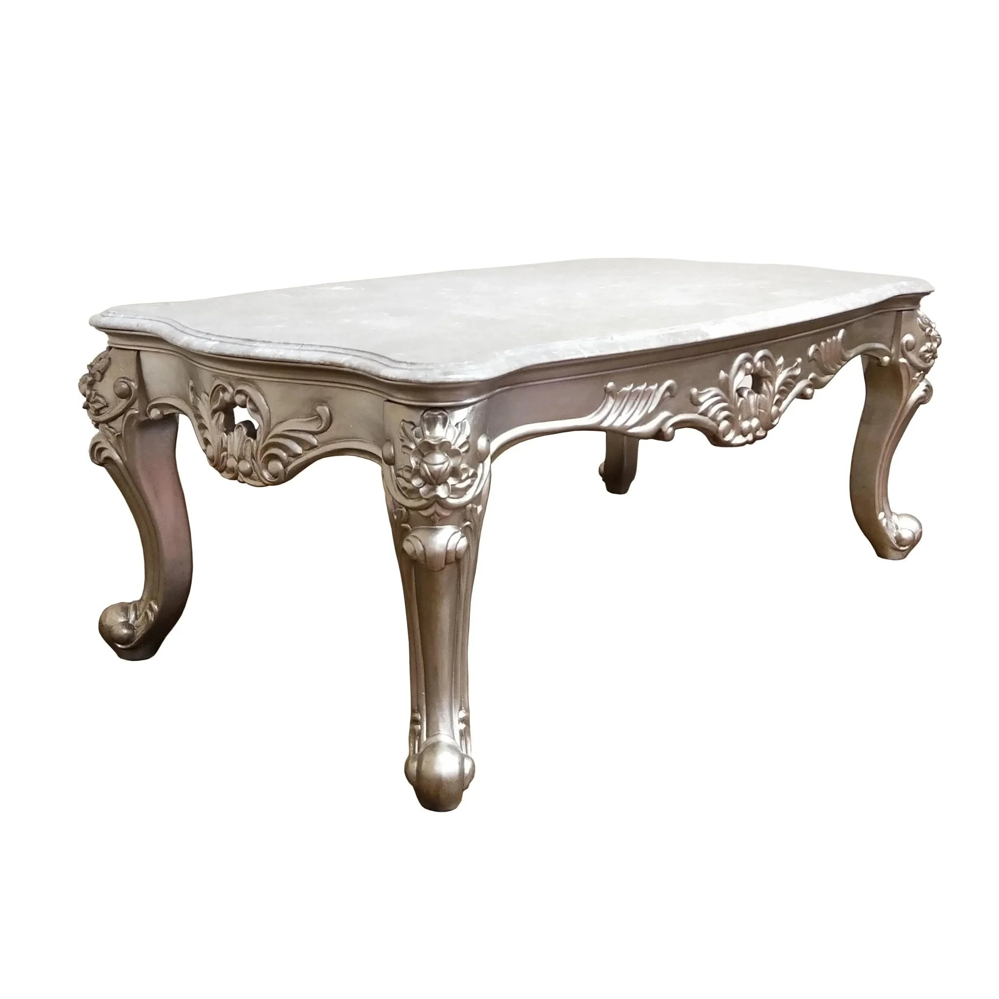 Ariel Transitional Style Coffee Table In Silver Finish Wood