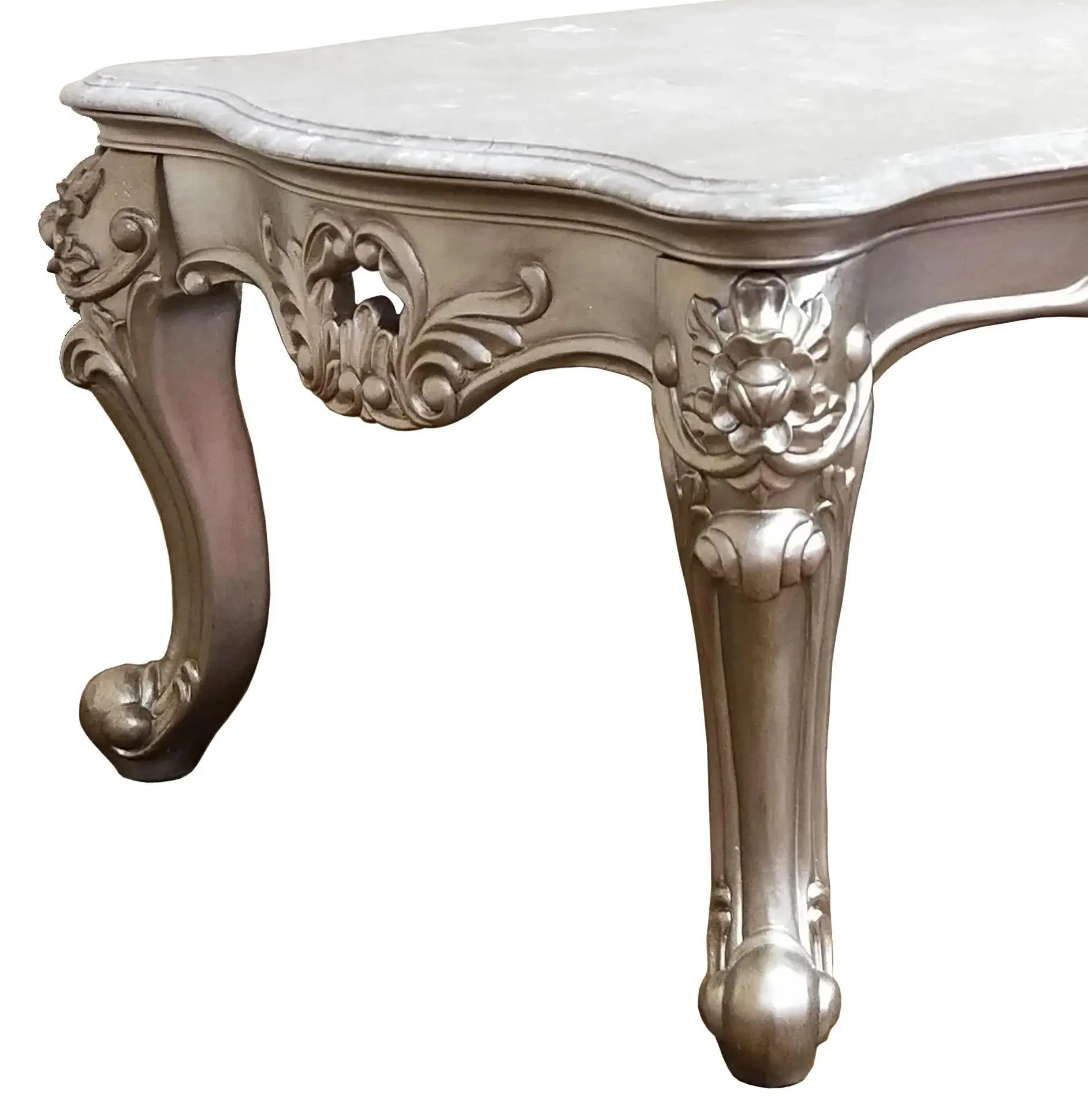 Ariel Transitional Style Coffee Table In Silver Finish Wood - Image 4