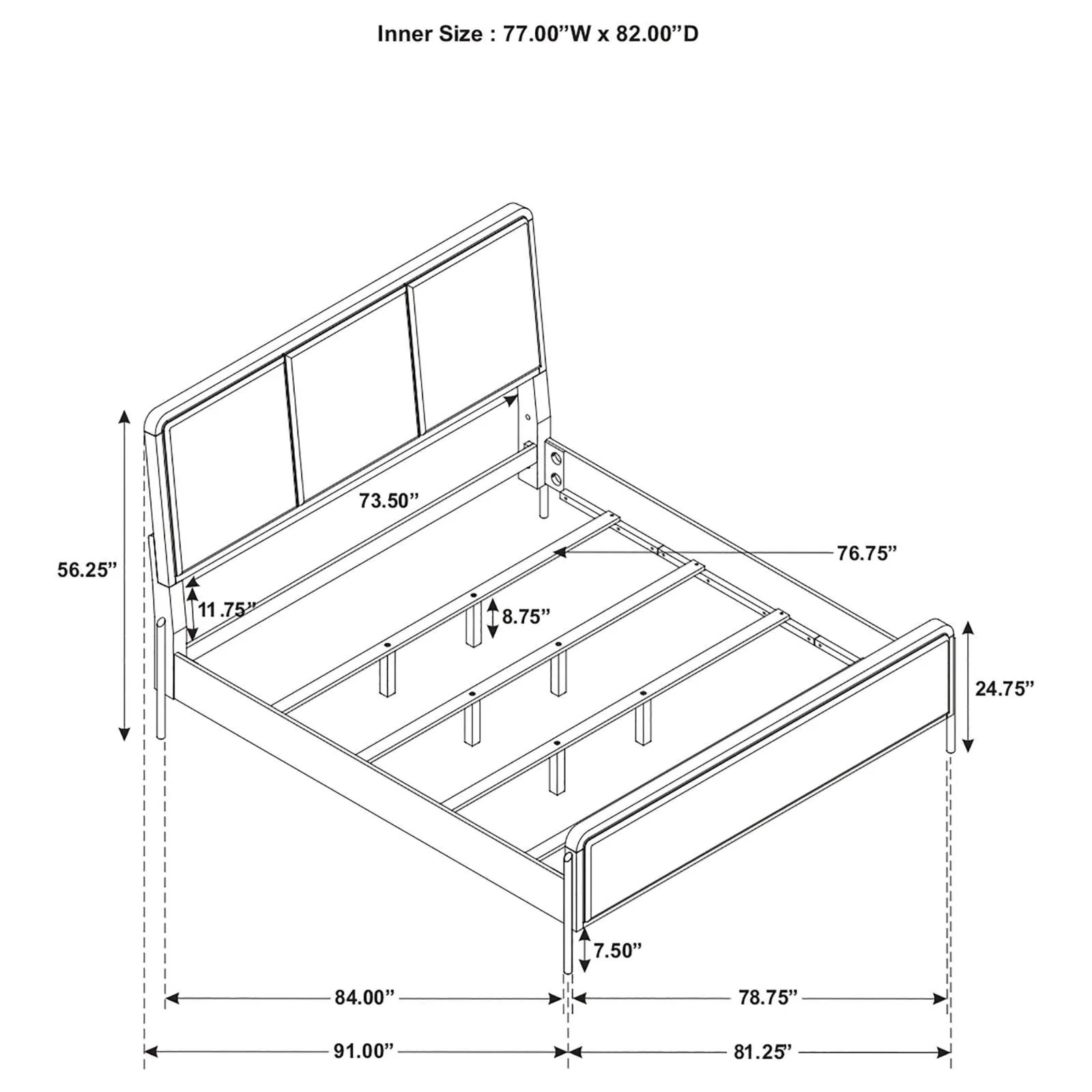 Arini Black and Gray Eastern King Bed with Upholstered Headboard - Image 11