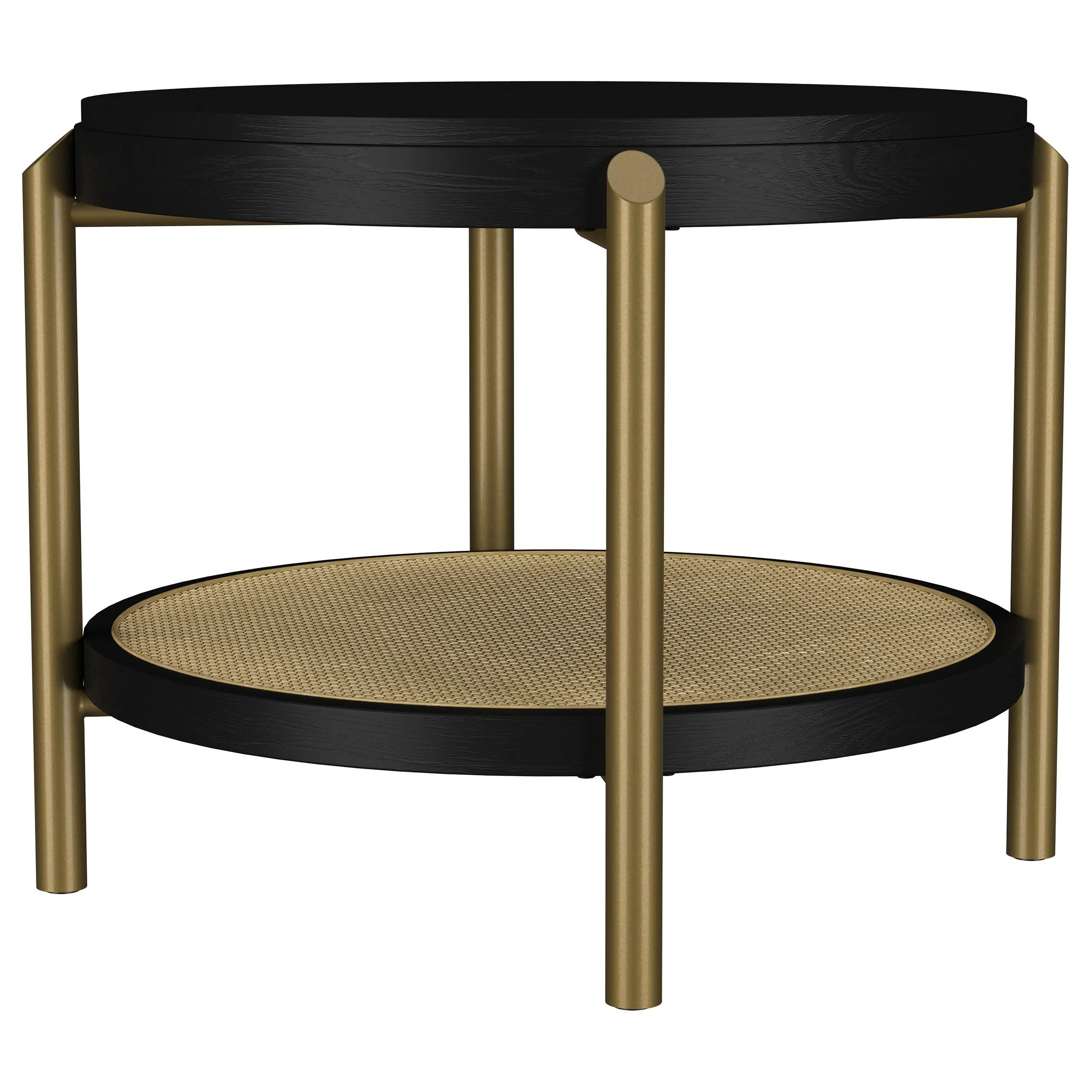 Arini Black Round End Side Table With Storage Shelf - Image 4