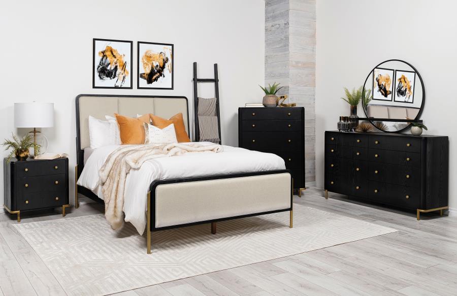 Arini Cream and Black 5-iece Eastern King Bedroom Set