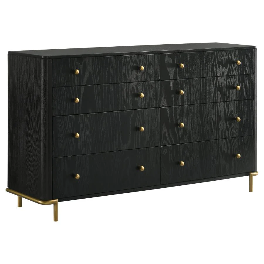 Arini Cream and Black 5-iece Eastern King Bedroom Set - Image 7