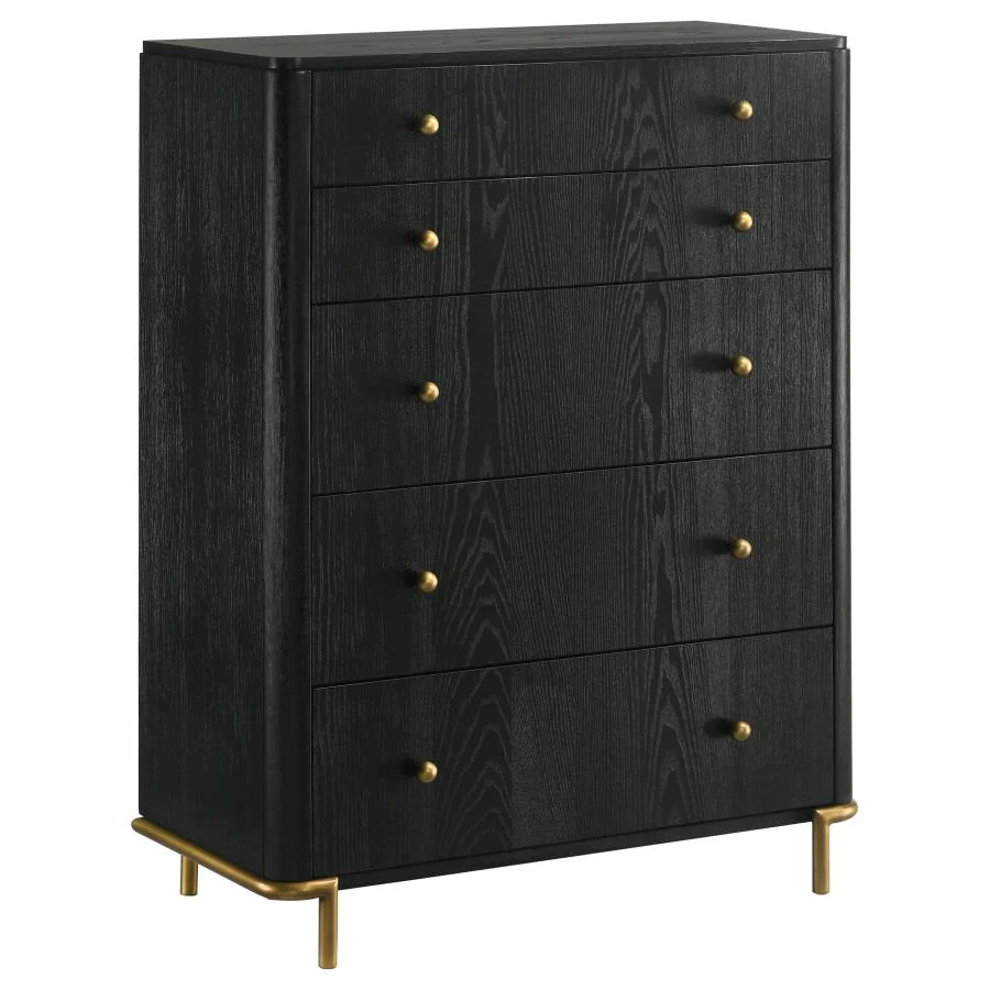 Arini Cream and Black 5-piece Queen Bedroom Set - Image 11