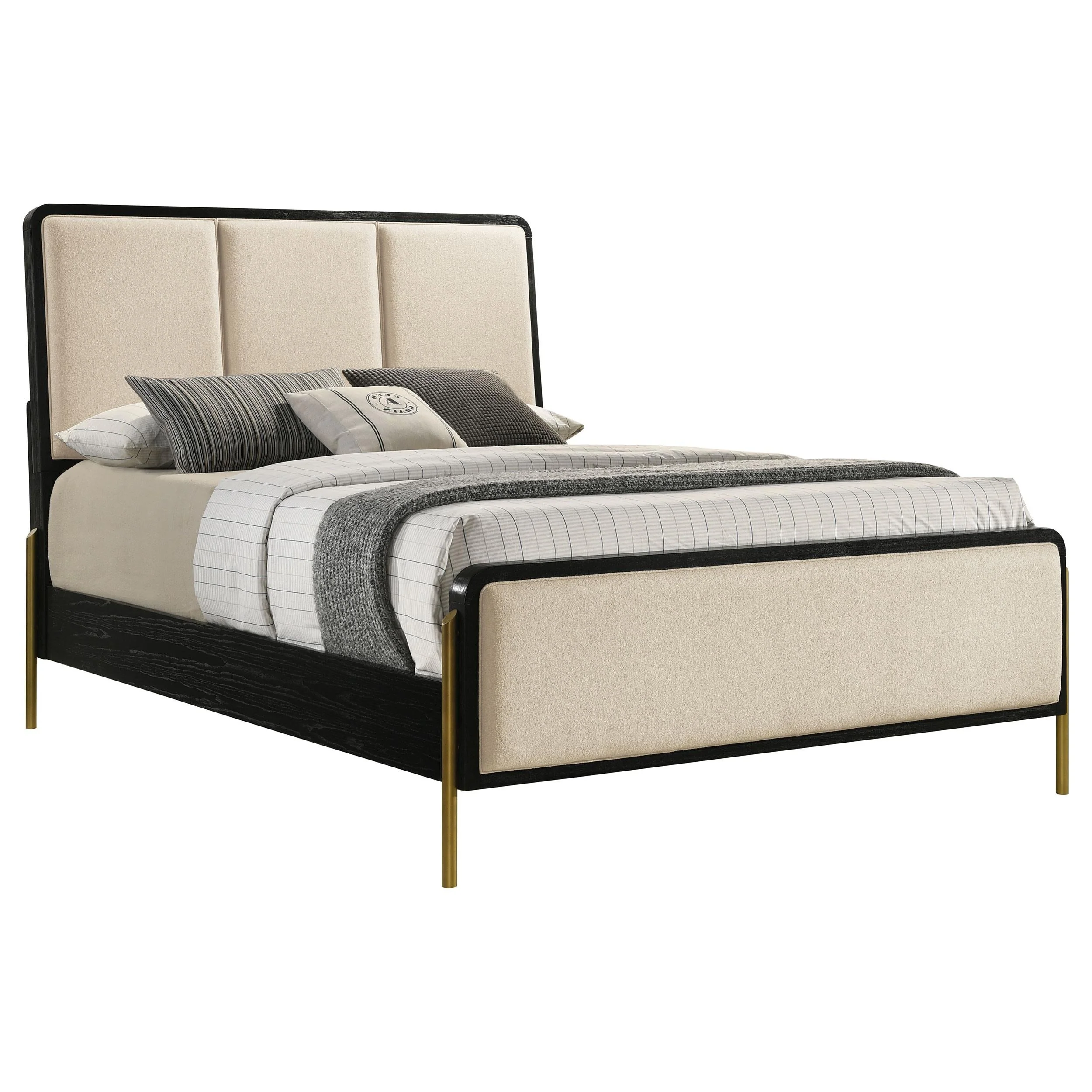 Arini Cream and Black Eastern King Panel Bed - Image 2