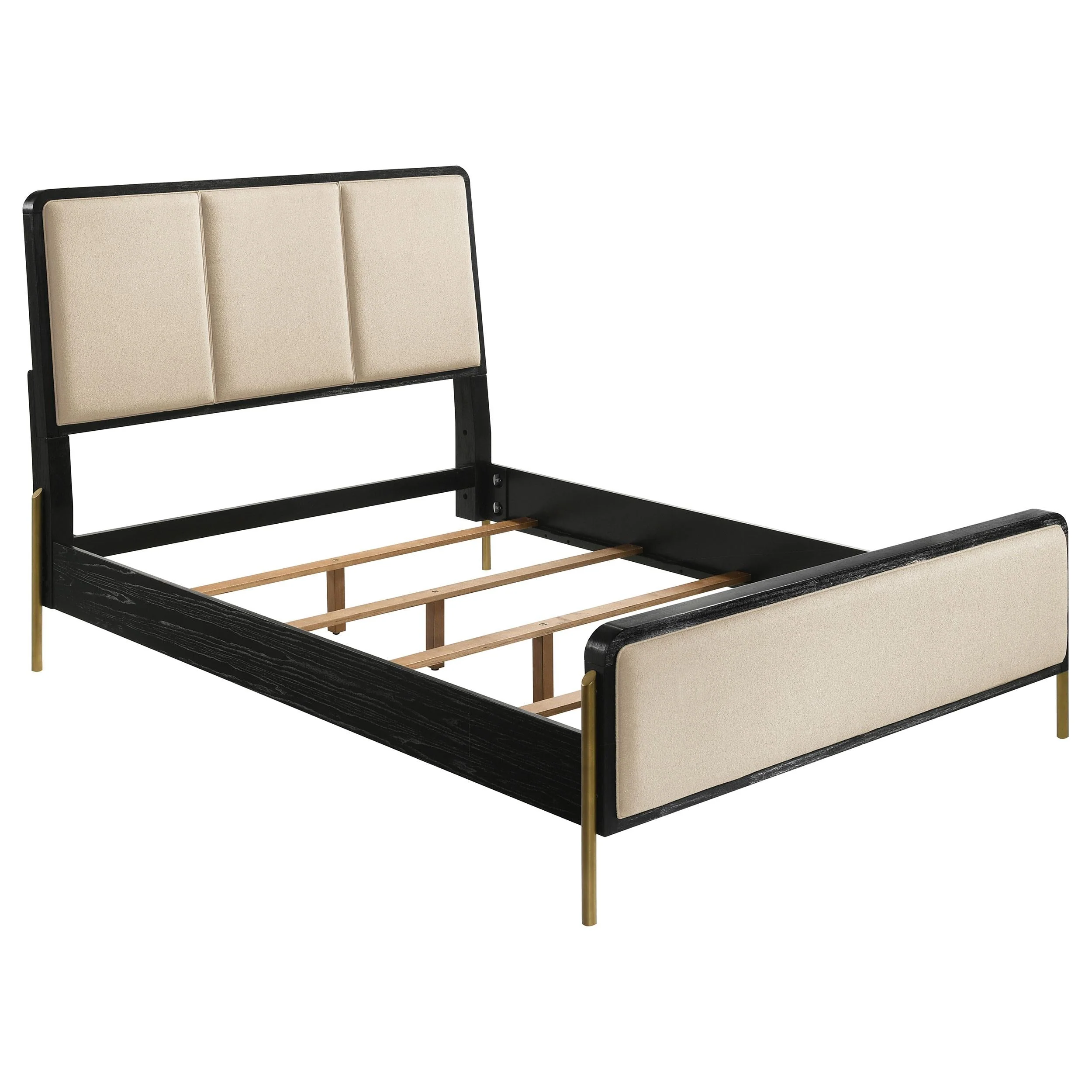 Arini Cream and Black Queen Panel Bed - Image 3