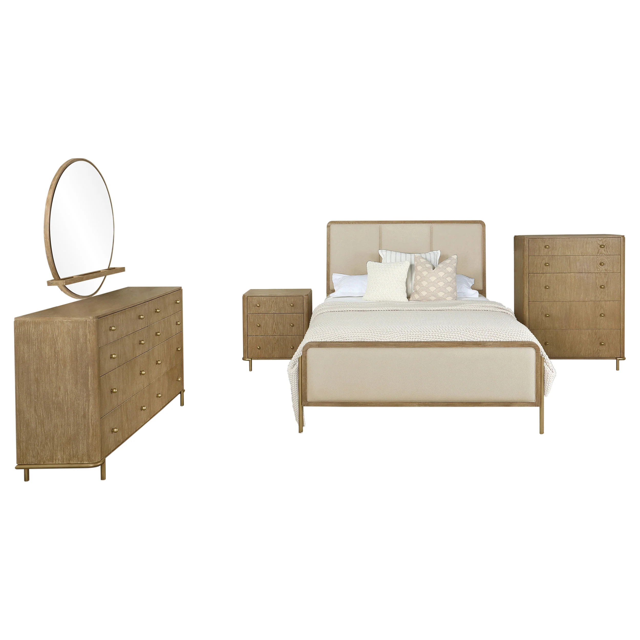 Arini Cream and Sand Wash 5-Piece Eastern King Bedroom Set - Image 2