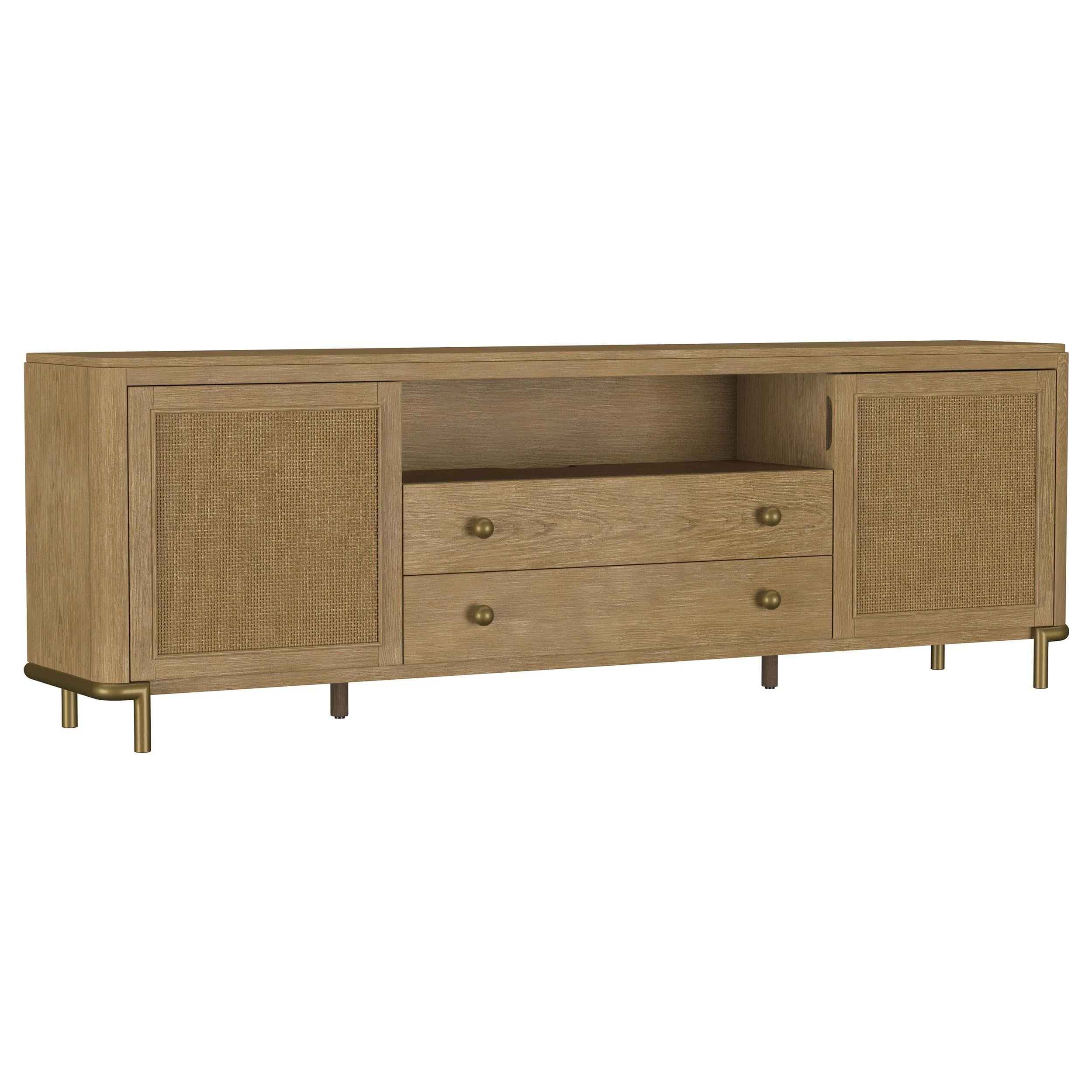 Arini Sand Wash Rattan Cane 2-door TV Stand Media Console - Image 15