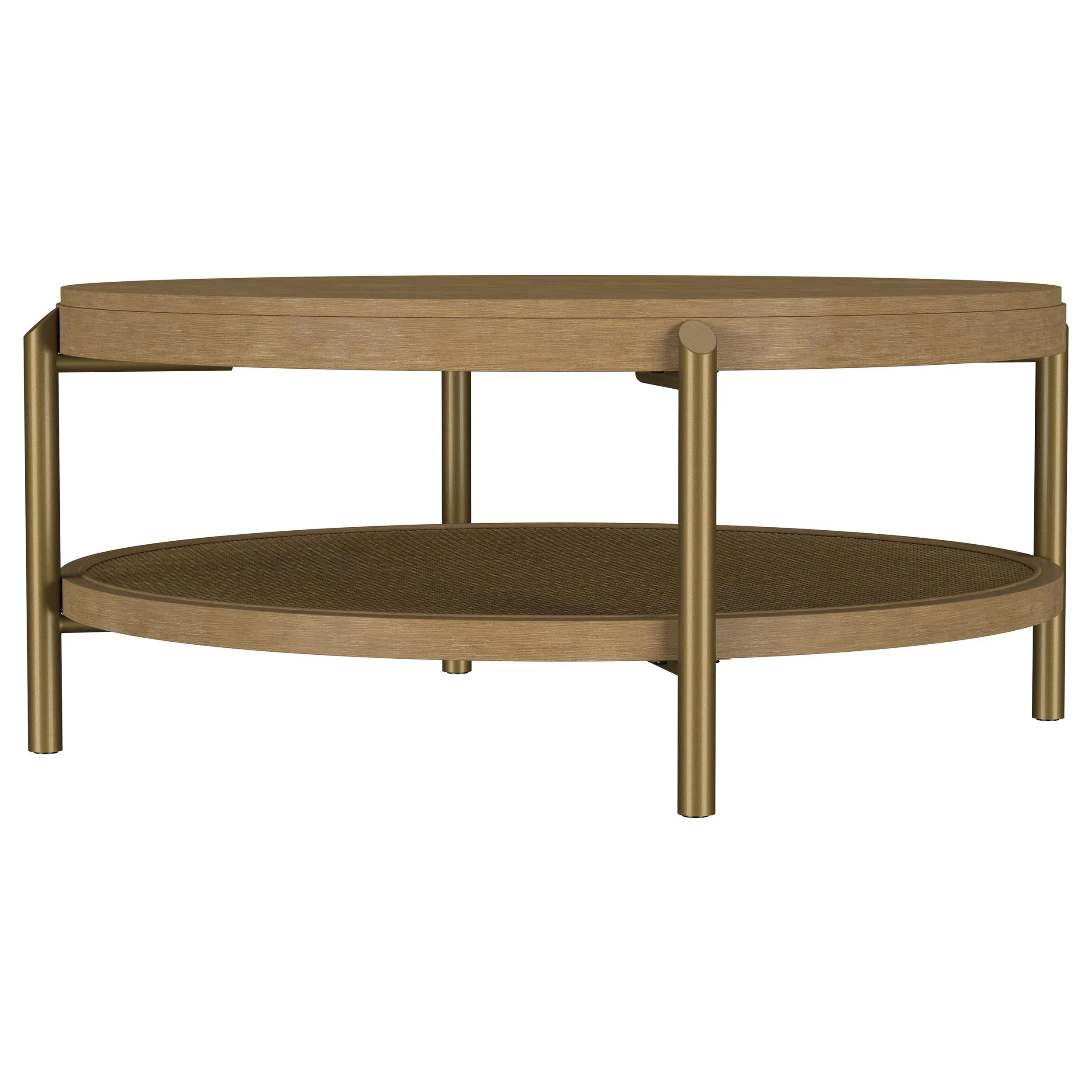 Arini Sand Wash Round Coffee Table With Storage Shelf - Image 3