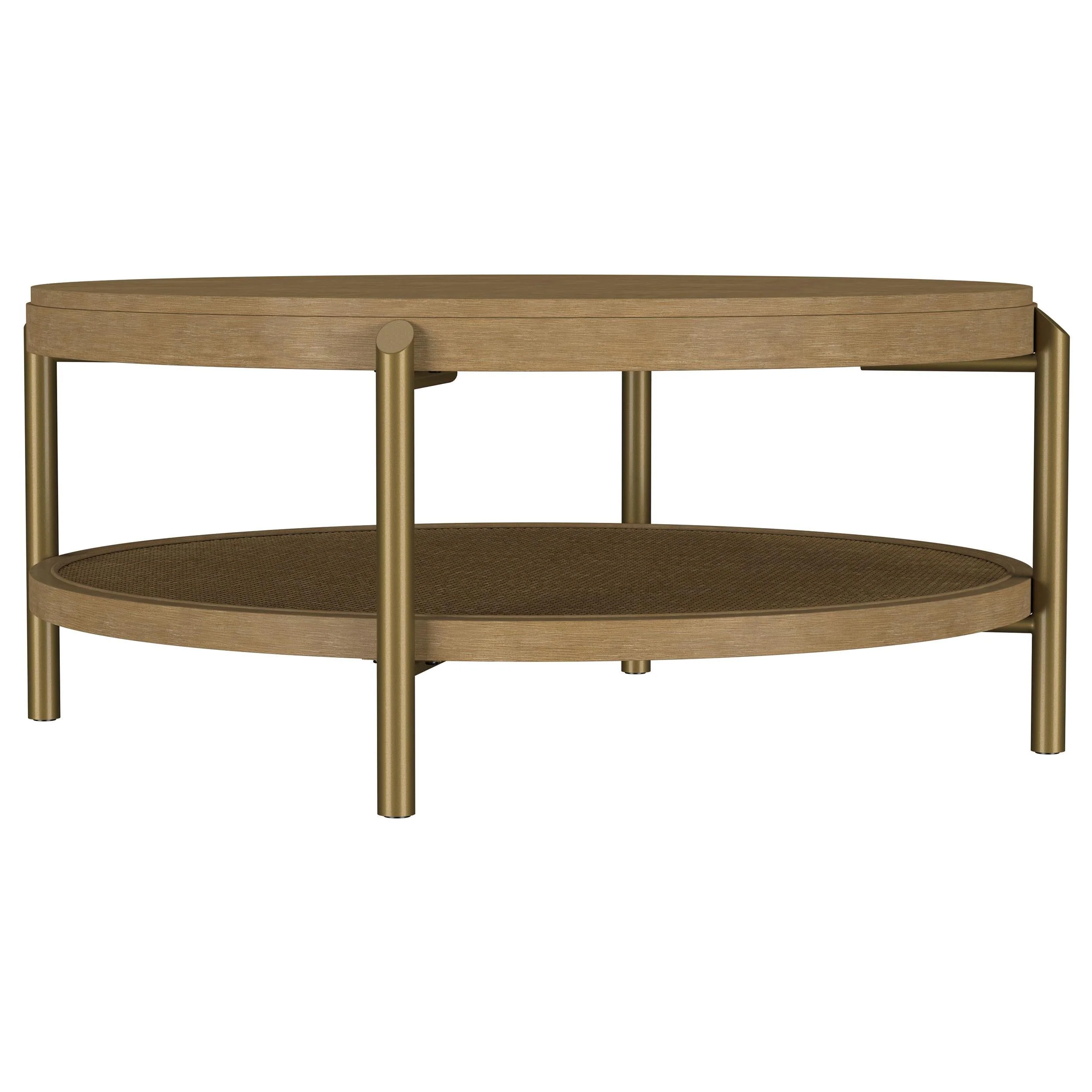 Arini Sand Wash Round Coffee Table With Storage Shelf - Image 5