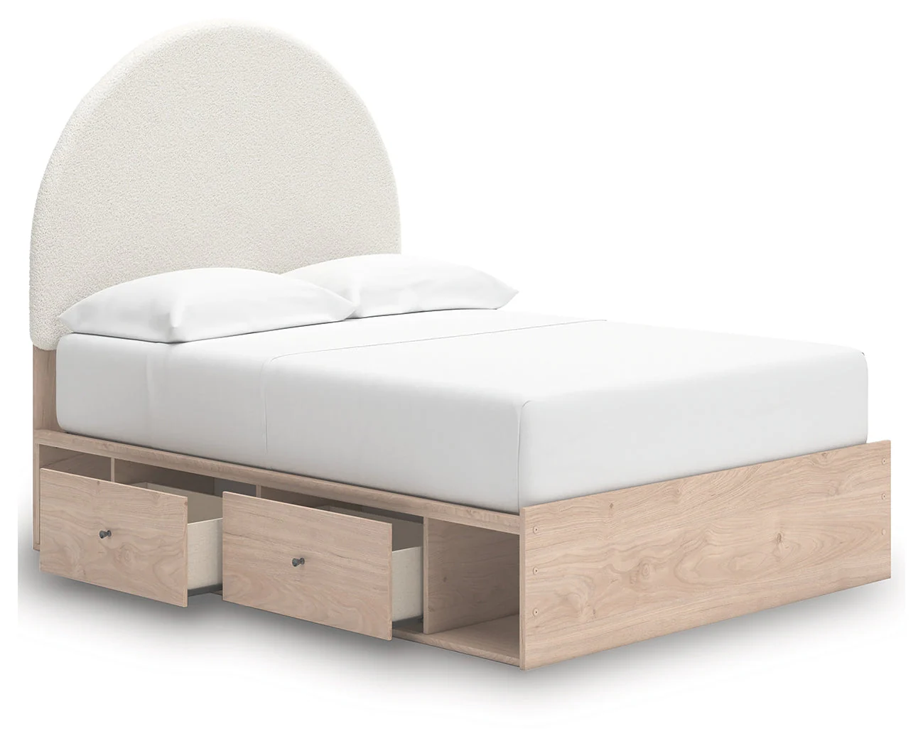 Arloster Tan/White Full Upholstered Platform Bed with Storage - Image 4
