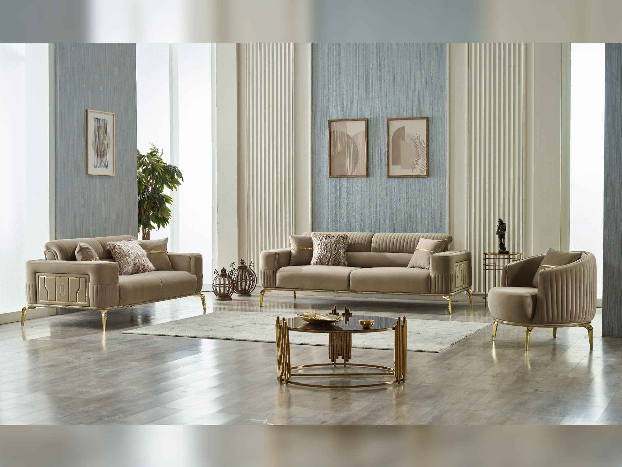 Armoni Beige 3-pieces (Sofa & Loveseat & Chair) Living Room Set