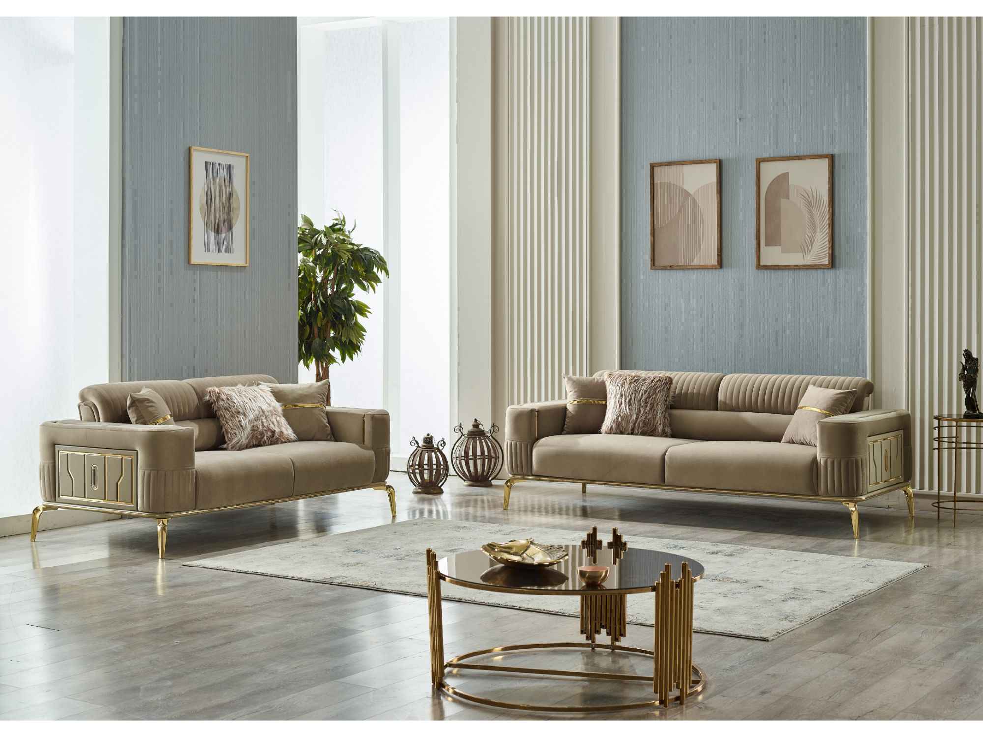 Armoni Beige 3-pieces (Sofa & Loveseat & Chair) Living Room Set - Image 2
