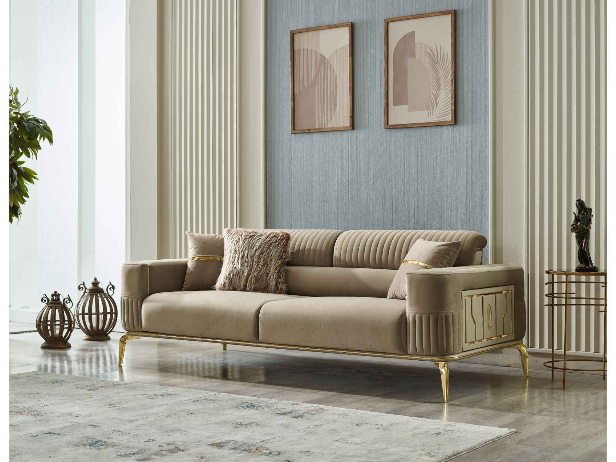 Armoni Beige 3-pieces (Sofa & Loveseat & Chair) Living Room Set - Image 4