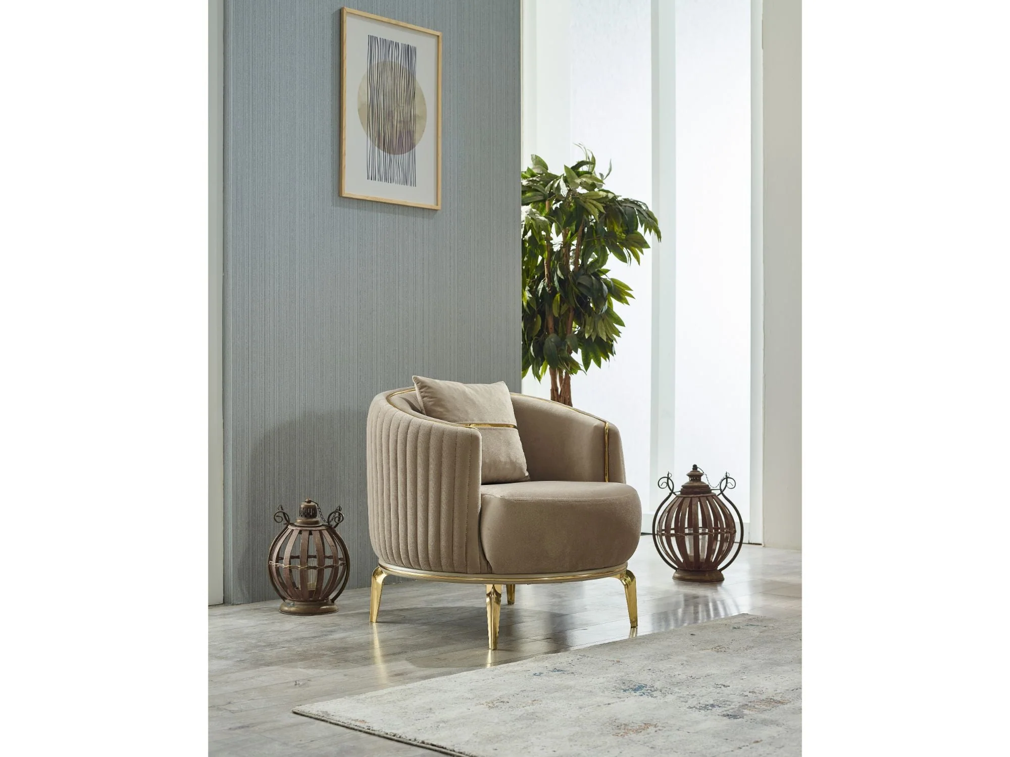 Armoni Beige 3-pieces (Sofa & Loveseat & Chair) Living Room Set - Image 7