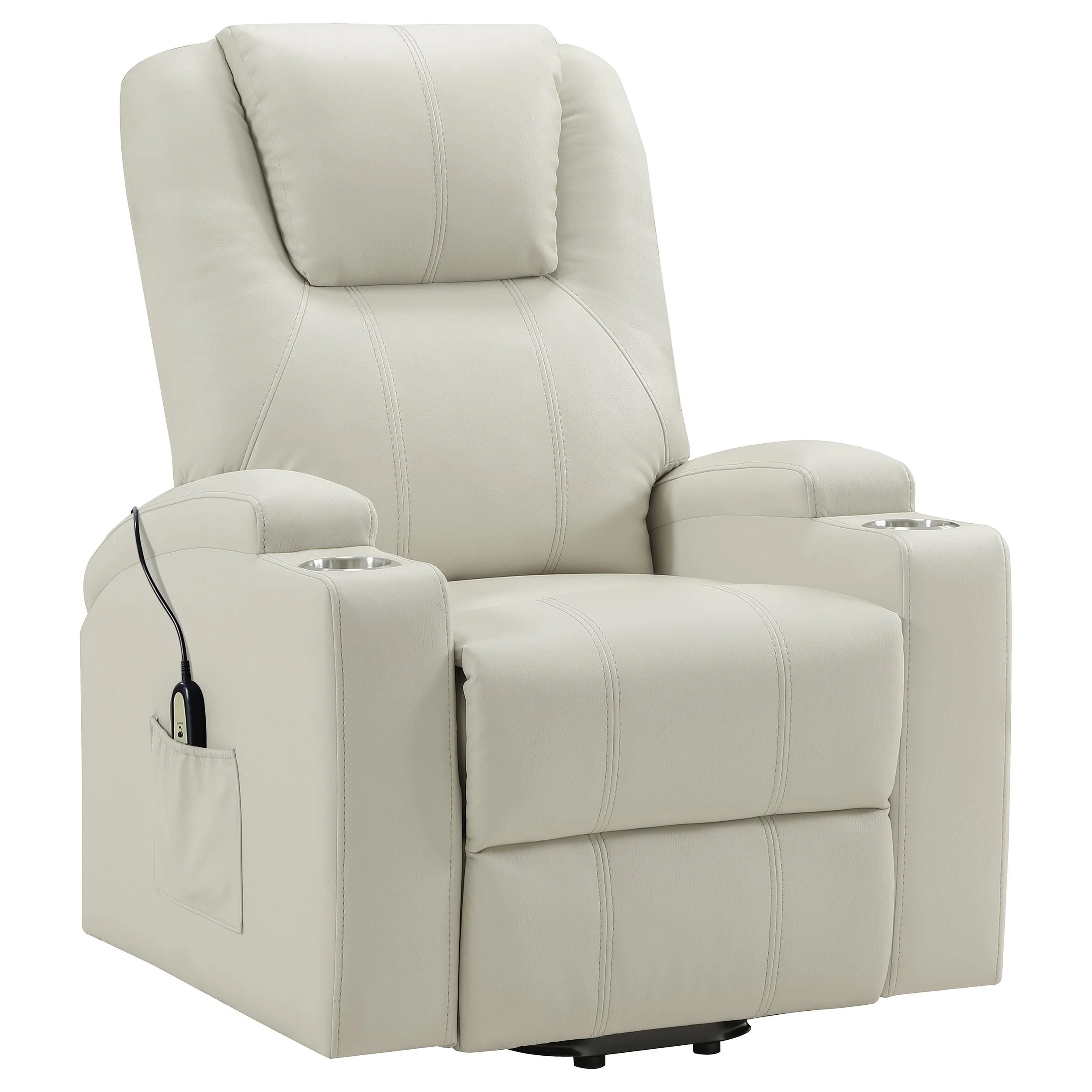 Armstrong Ivory Upholstered Power Lift Massage Recliner - Image 5