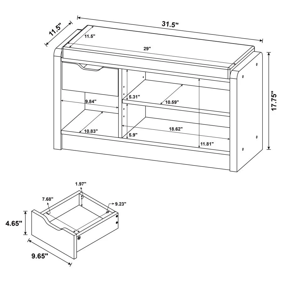 Arrington Black Storage Bench - Image 8