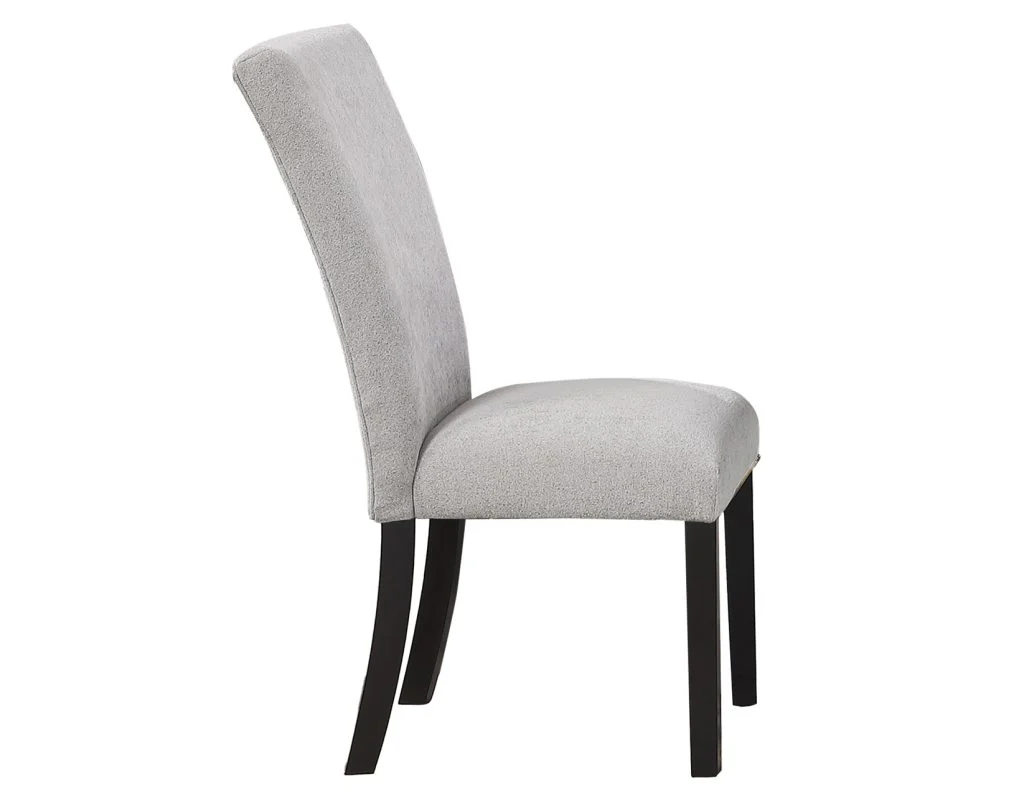 Artemis 5 Piece 70″ Rect White Marble Table, Black Finish w/4 Gray Chenille Chairs - Image 13