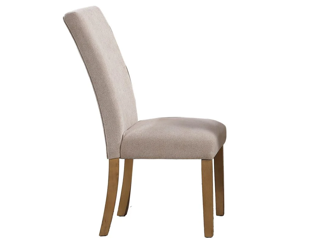 Artemis 5 Piece 70″ Rect White Marble Table, Tan Finish w/4 Beige Chenille Chairs - Image 11